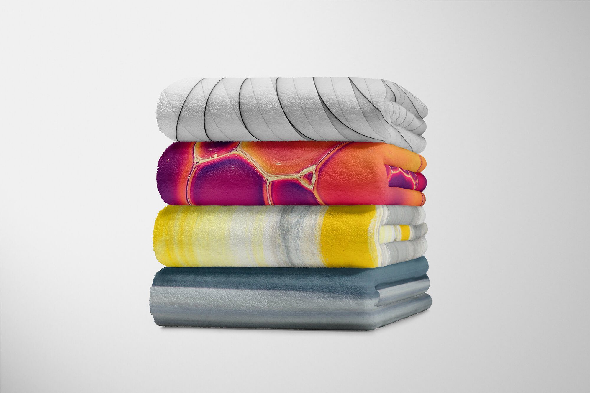 Kuscheldecke Handtuch Strandhandtuch Handtücher (1-St), Farben Sinus Handtuch Abstrakt Fotomotiv Saunatuch Baumwolle-Polyester-Mix Streifen Art Gel, mit