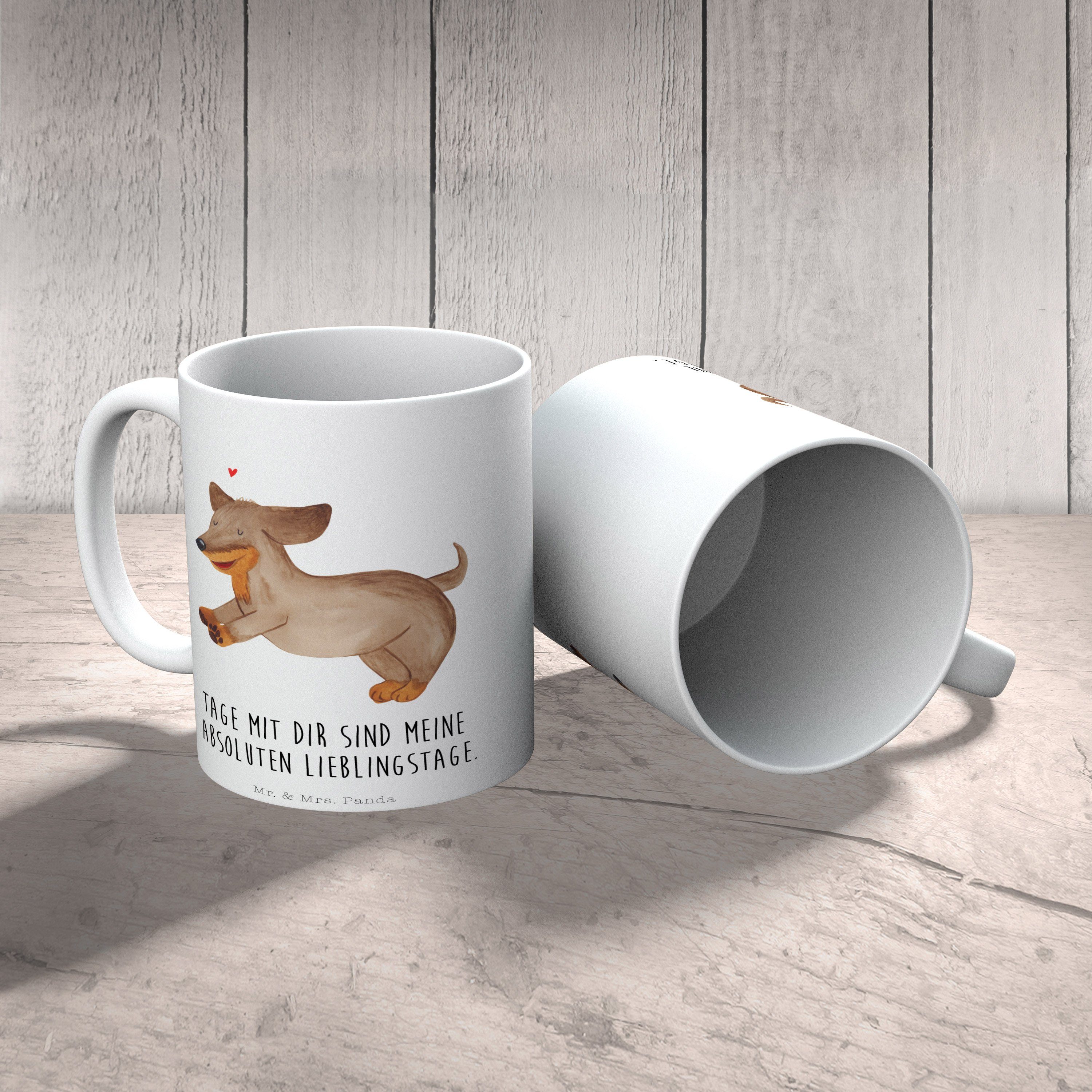 & fröhlich Weiß Tasse - - Geschenk, Hundebesitzer, Tierliebhaber, Panda Mr. Hund Dackel Mrs. Keramik