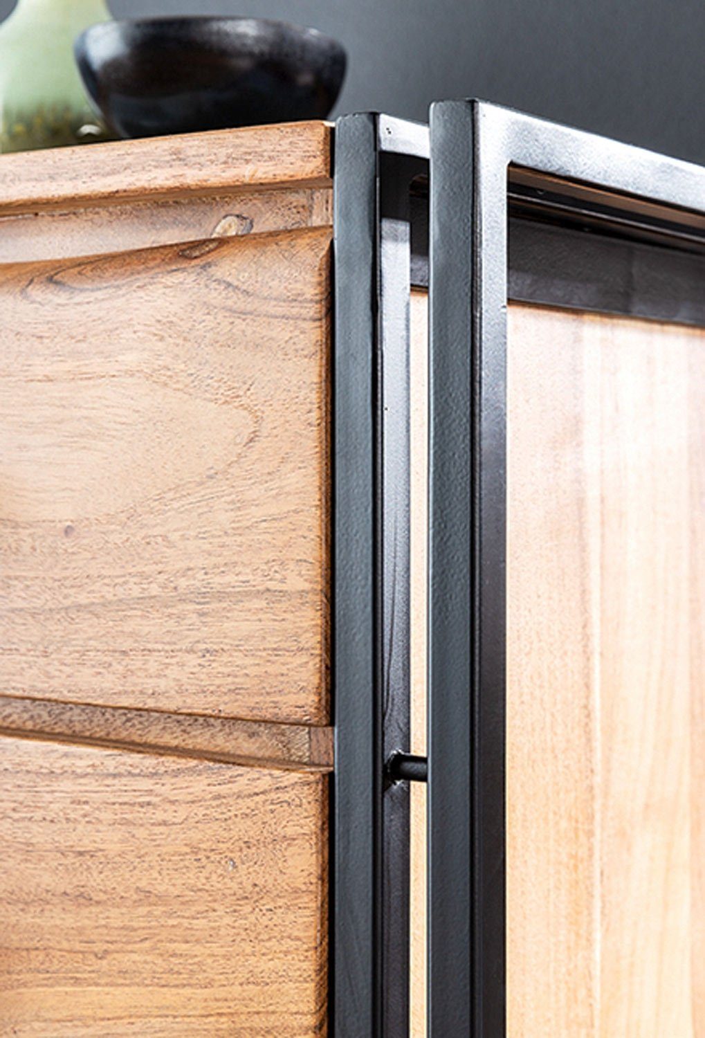 cm, 1 H massives Vito EDGE, 2 Akazienholz, 200 und 100 B x Türen mit Schublade Garderobenschrank