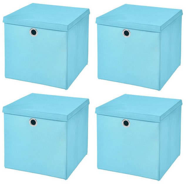 StickandShine Faltbox 4 Stück 32 x 32 x 32 cm Faltbox mit Deckel Stoffbox Aufbewahrungsbox (4er SET 32x32x32) in verschiedenen Farben 32cm