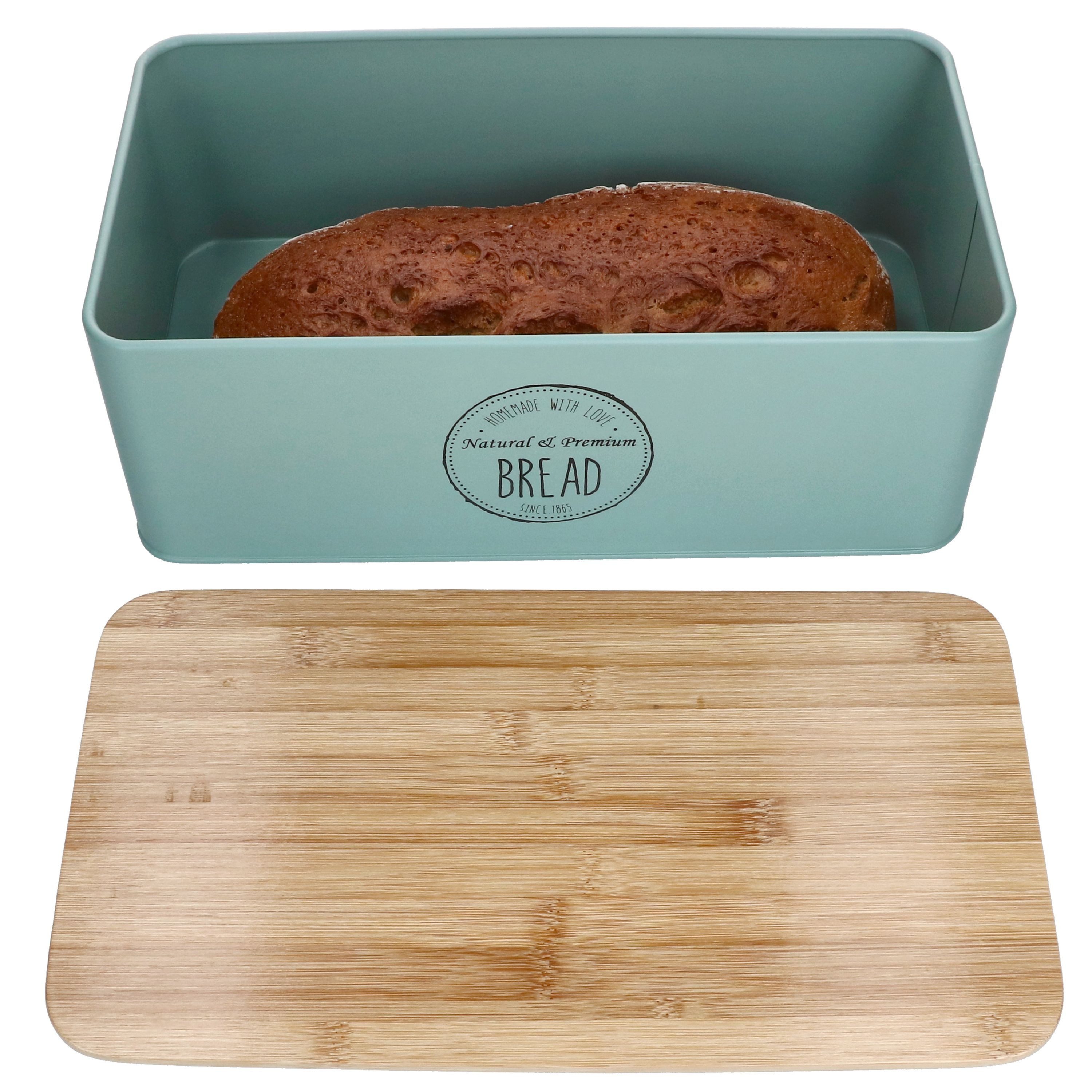 MamboCat Brotkasten Brotbox Fresh 33,2x18,5x15,4cm Metall-Brotkasten mint Vorratsdose, Metall