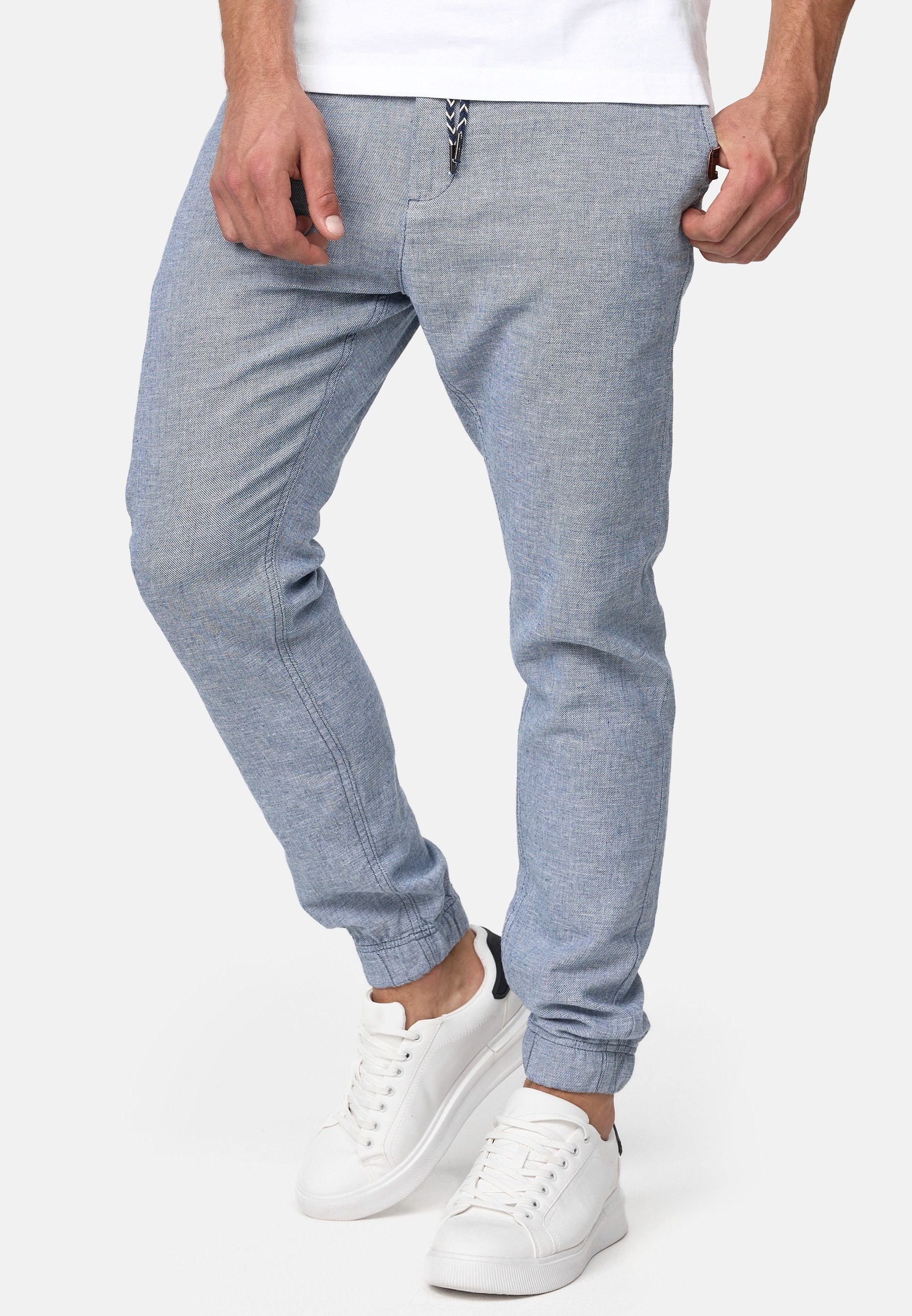 Indicode Leinenhose Blnda samt dekorativem Gürtel günstig online kaufen