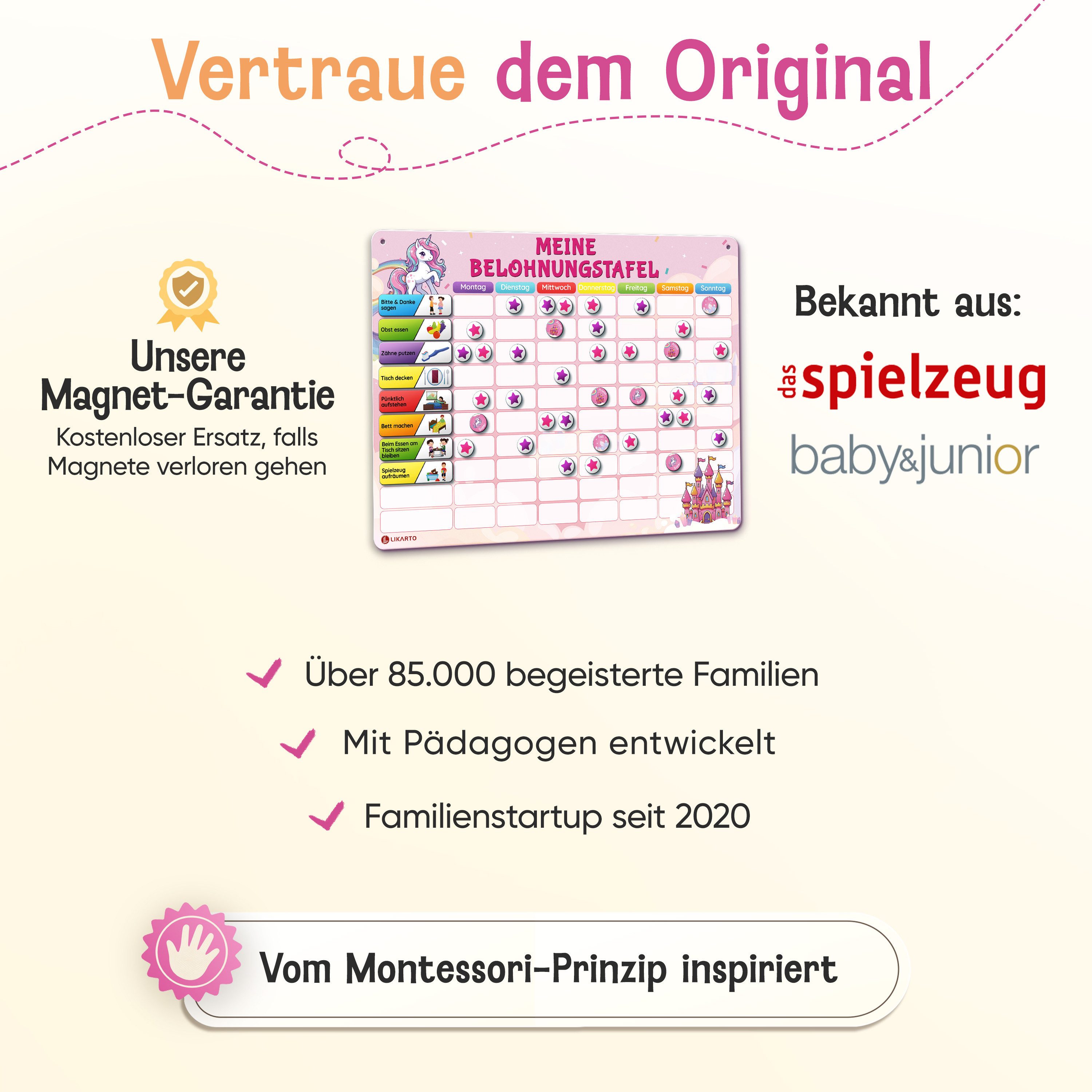 Likarto Lernspielzeug Belohnungstafel Kinder - Montessori Aufgabenplaner & Magnettafel, individuell anpassbar, beschreibbar – Bild 4 von 5