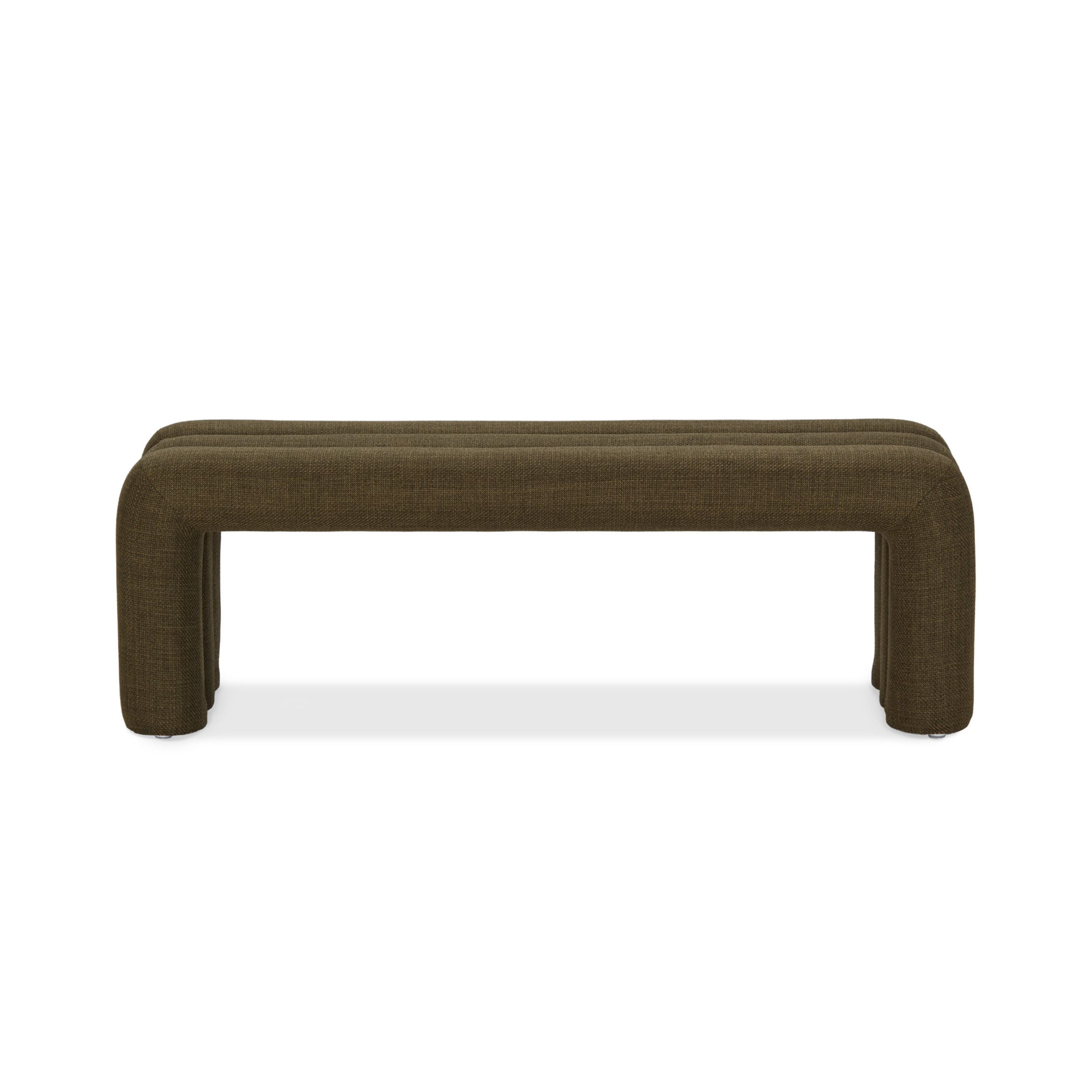 KHG Sitzbank minimalistische Bank 130x43 cm Flachgewebe Grün (Indoor-Bank), Weiches Schaumstoffpolster, Wangengestell bis 220 kg belastbar