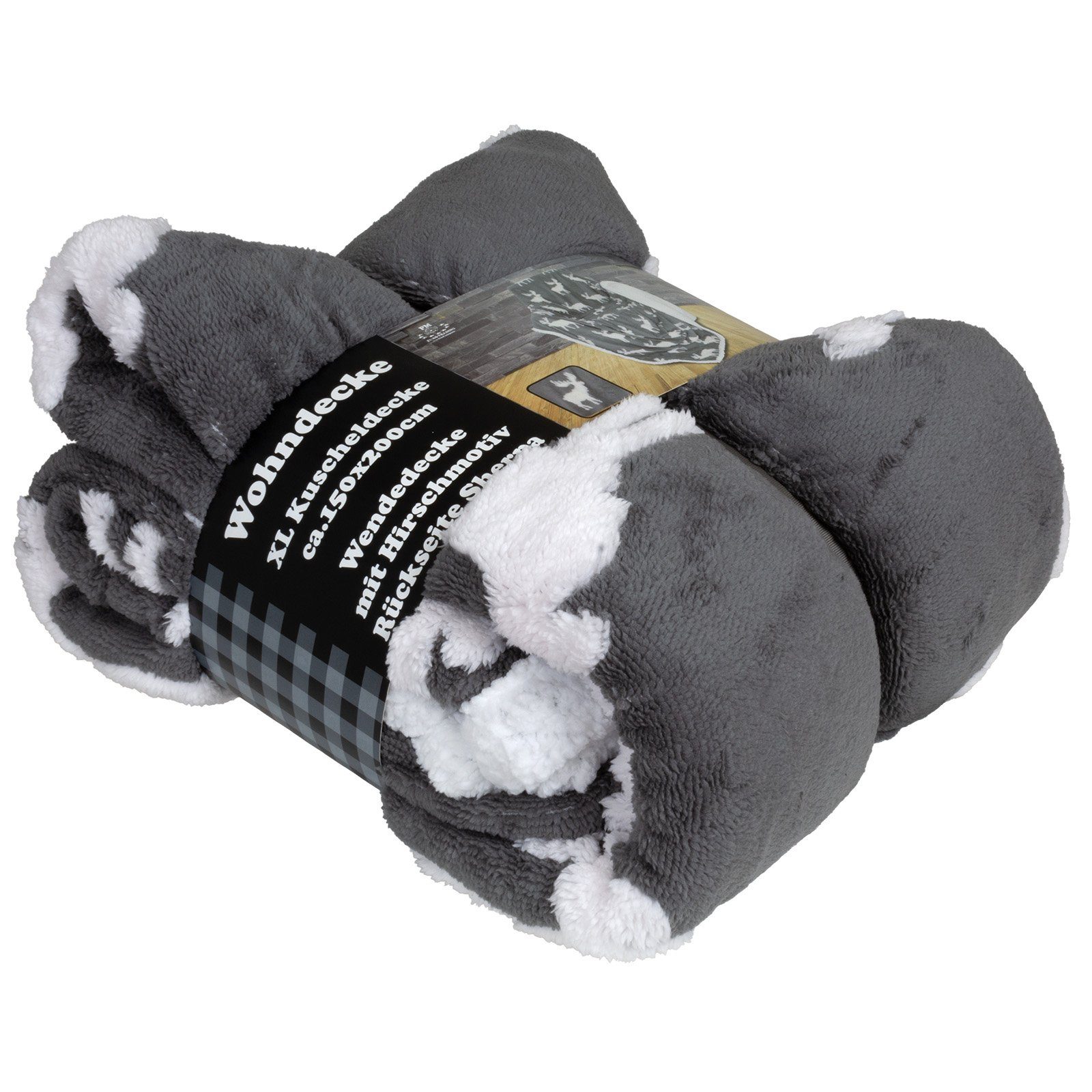Wohndecke Kuscheldecke Elch Rentier Motiv 200x150cm, günstig online kaufen