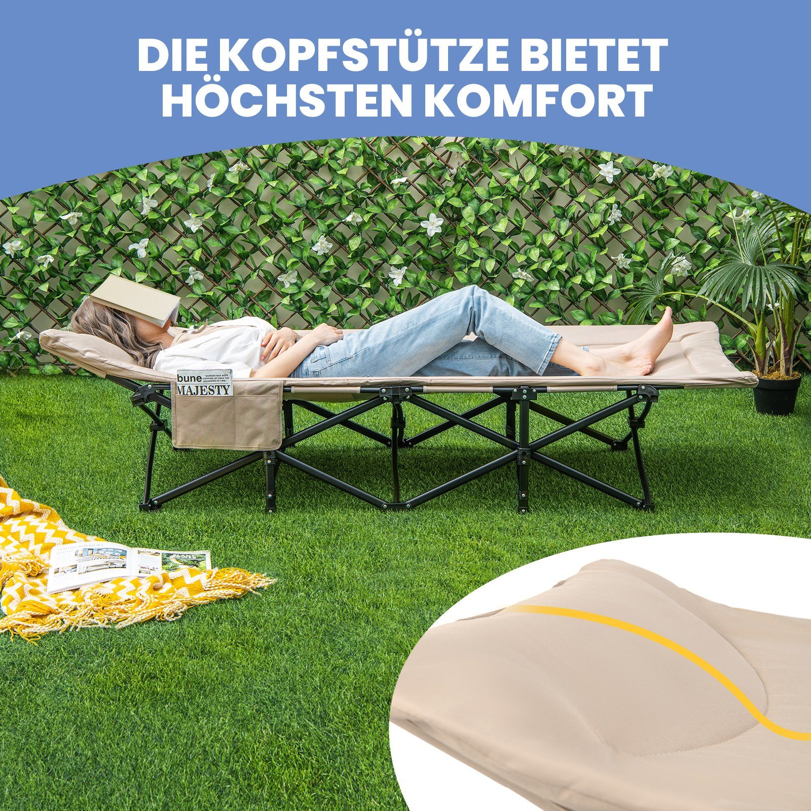 COSTWAY Feldbett Campingbett mit Seitentasche & günstig online kaufen
