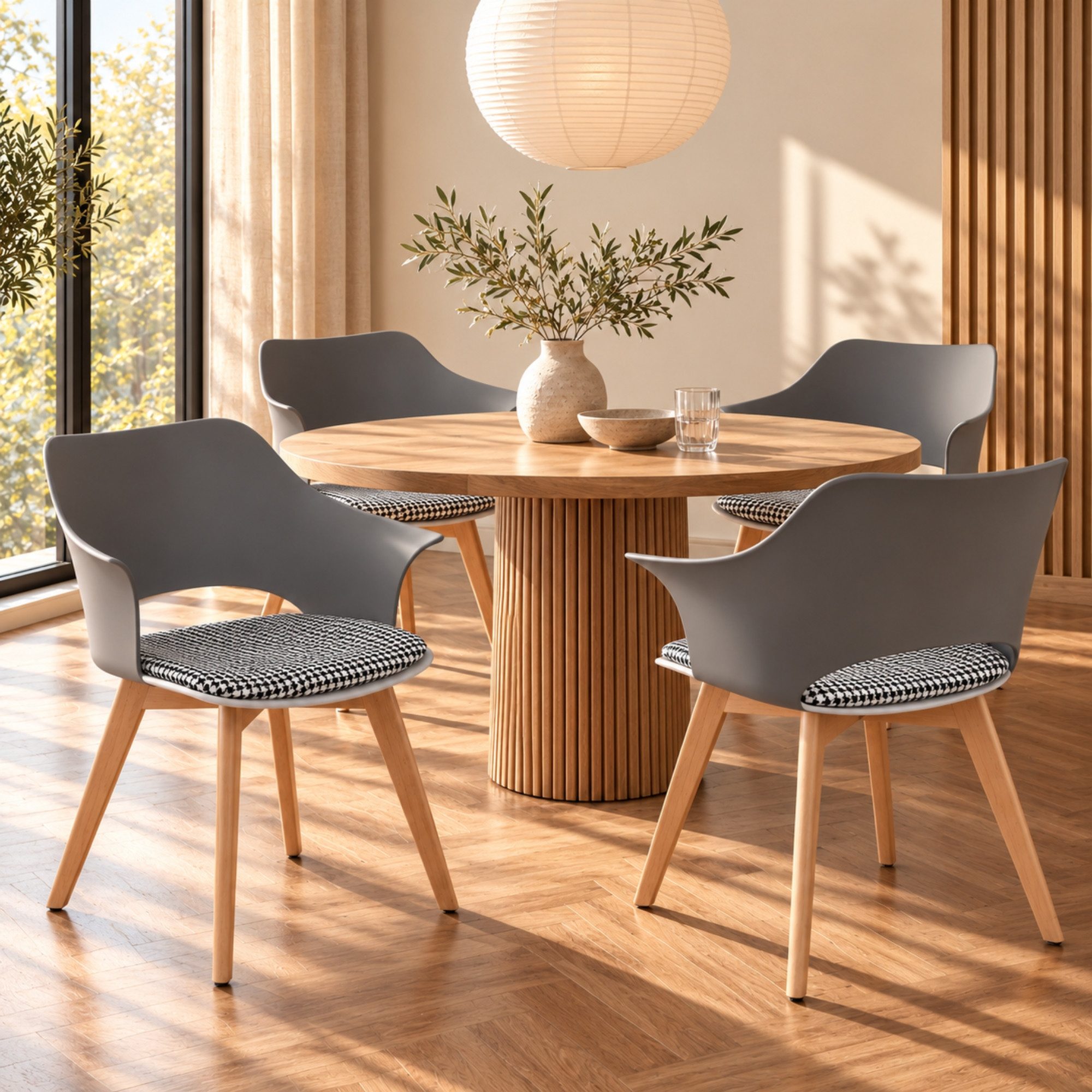 Albatros International Esszimmerstuhl Esszimmer Stühle 4 er Set AALBORG, Stuhl Stühle Esszimmerstühle (4er Set Grau Buche), Buche Massiv-Holz, Esszimmerstuhl Kü – Bild 2 von 5