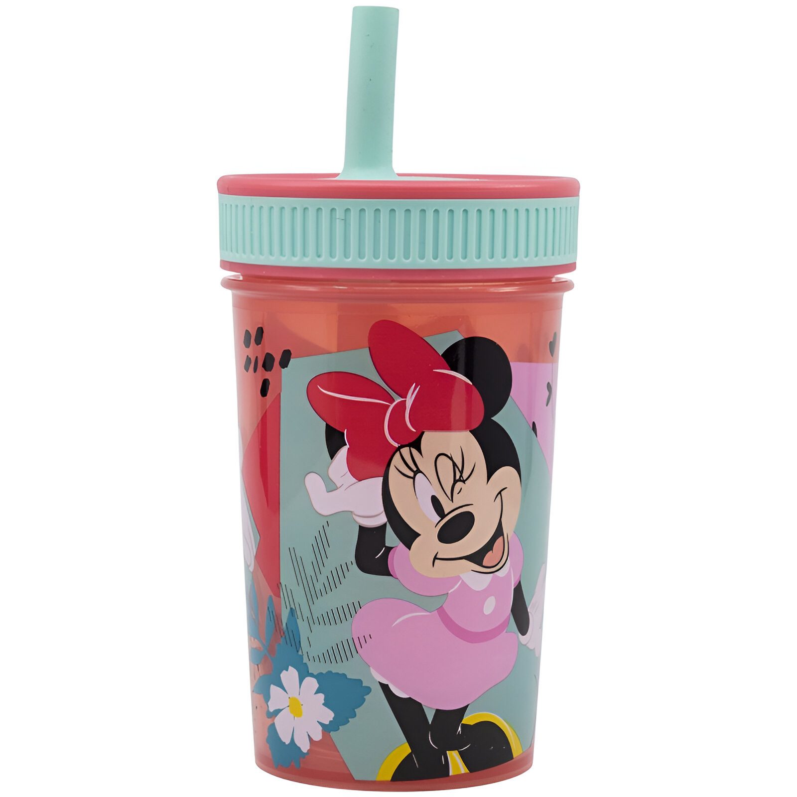 Disney Becher Disney Minnie Maus Kinder Trinkbecher integriertem Halm 465 ml