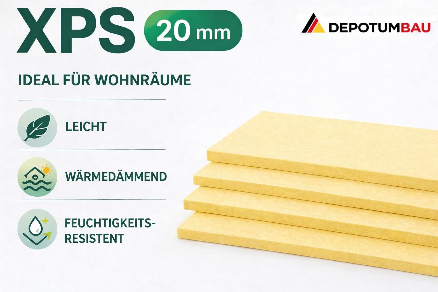 Xlmoebel Dämmunterlage XPS-Dämmplatte 120x60 cm, 20 mm – effiziente Wärmedämmung für Zuhause