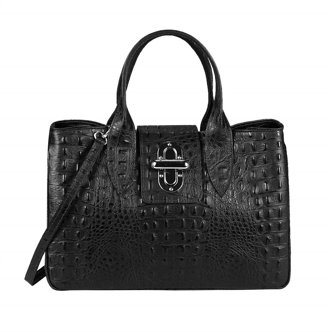 Schultertasche Made in Italy Damen Leder Shopper Handtasche Umhängetasche Henkel