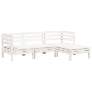 vidaXL Loungesofa Gartensofa 3-Sitzer mit Hocker Weiß Massivholz Kiefer, 1 Teile