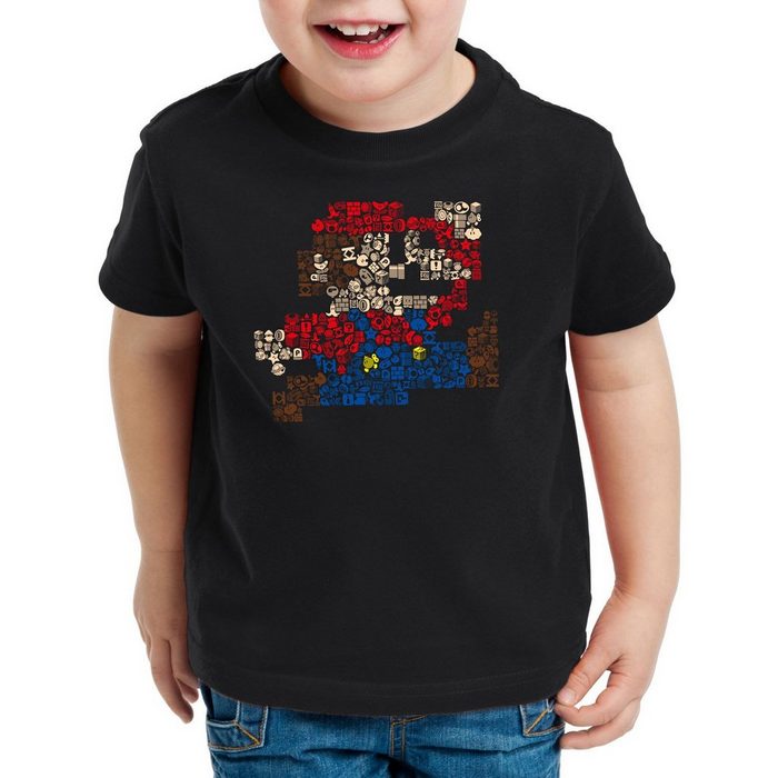 style3 Print-Shirt Kinder T-Shirt Jump&Run Mario mario bros classic gamer super snes nes 3ds luigi