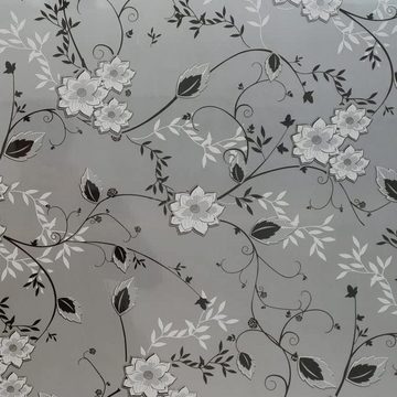 Fensterfolie Blickdicht Selbsthaftend Motiv Blume Sichtschutz 45x200CM, Caterize, halbtransparent