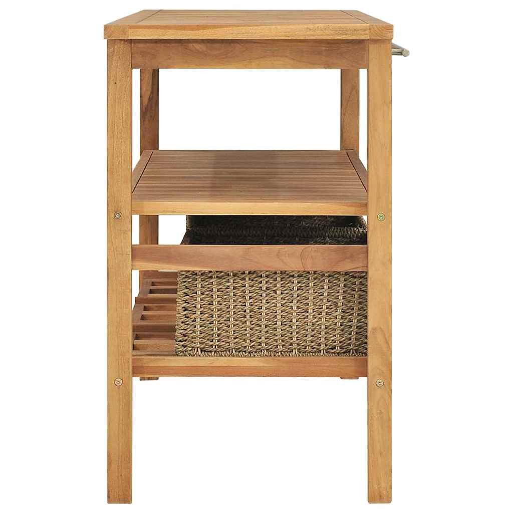 vidaXL Badezimmerspiegelschrank Waschtisch mit 3 Körben Massivholz 132x45x75cm (1-St)