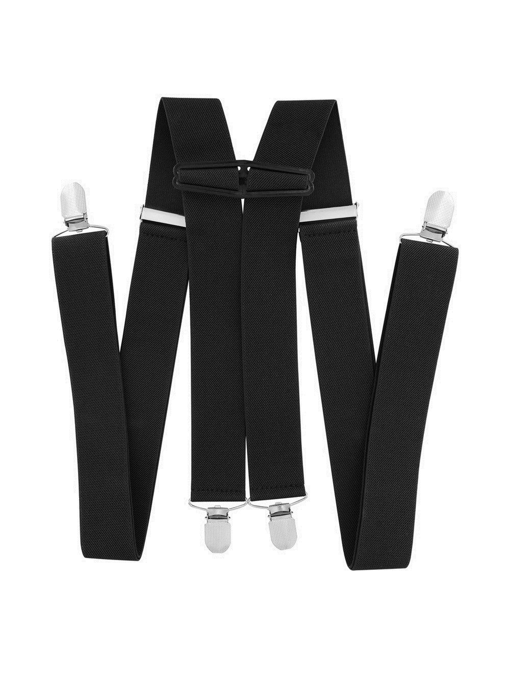 axy Hosenträger Herren Hosenträger 4 Stabile Clips H-Form einfarbig 3,5cm Breit verstellbar und elastisch 120cm Lang