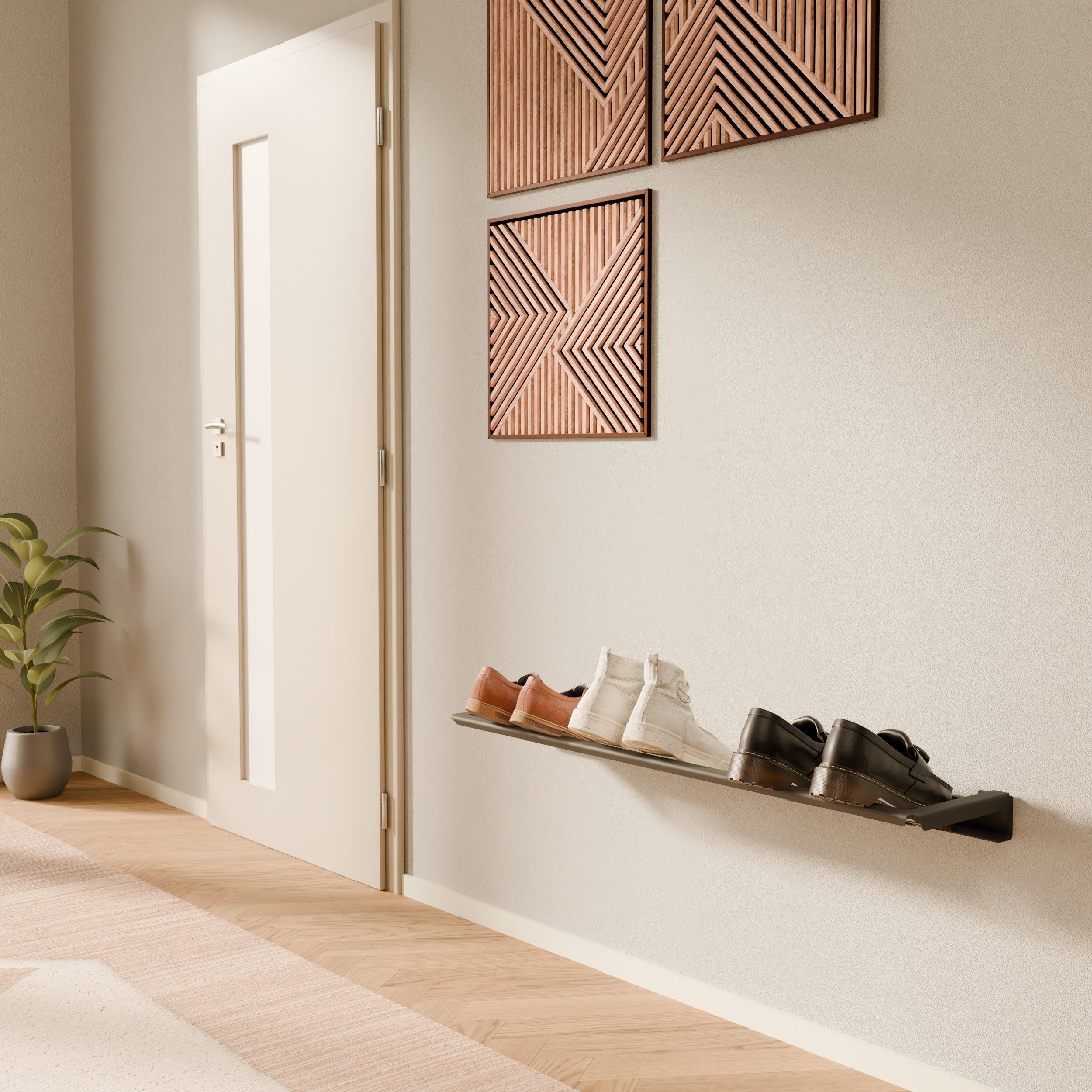 pamo. design Schuhregal Wandmontage schmaler Schuhorganizer Aufbewahrung Schuhe, Packung 1-tlg., Minimalistisch & robuste Schuhaufbewahrung, beliebig erweiterbar