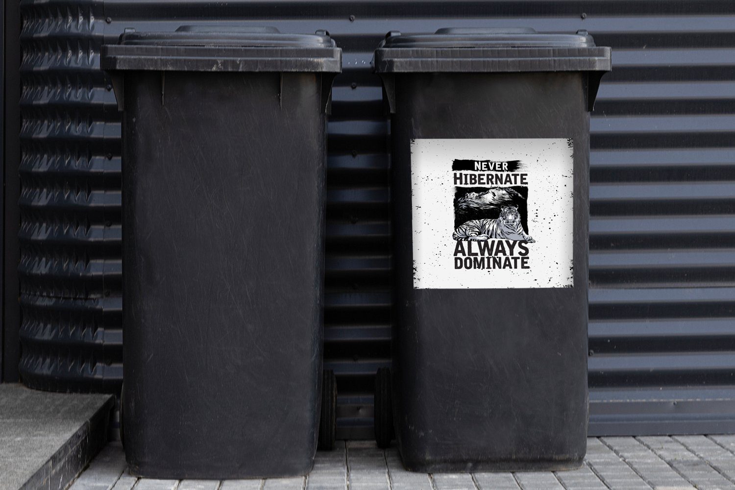 MuchoWow Wandsticker Jahrgang - Tiger Mülltonne, Container, (1 St), - Sticker, Design Mülleimer-aufkleber, Abfalbehälter