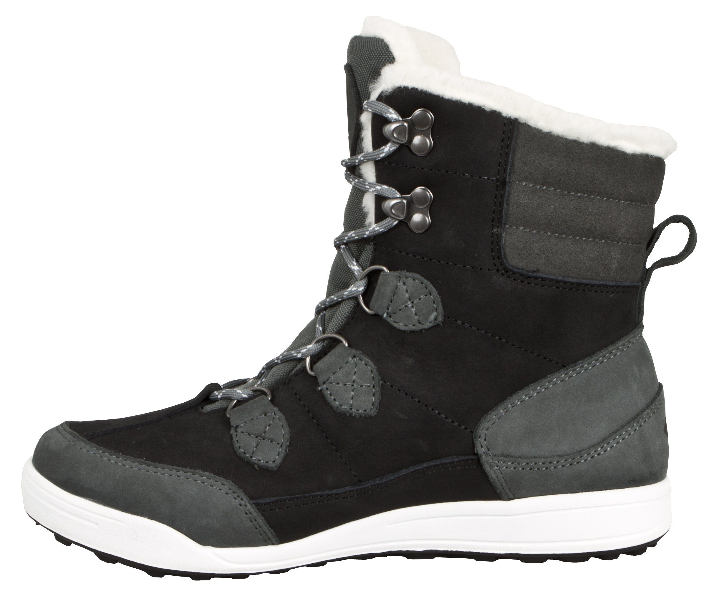 wasserdicht HPC57 Damenfellstiefel Damen Mountain Fellstiefel Lederstiefel Stiefel Damenwinterstiefel Winterstiefel Schwarz-Grau Lammfellstiefel GUGGEN