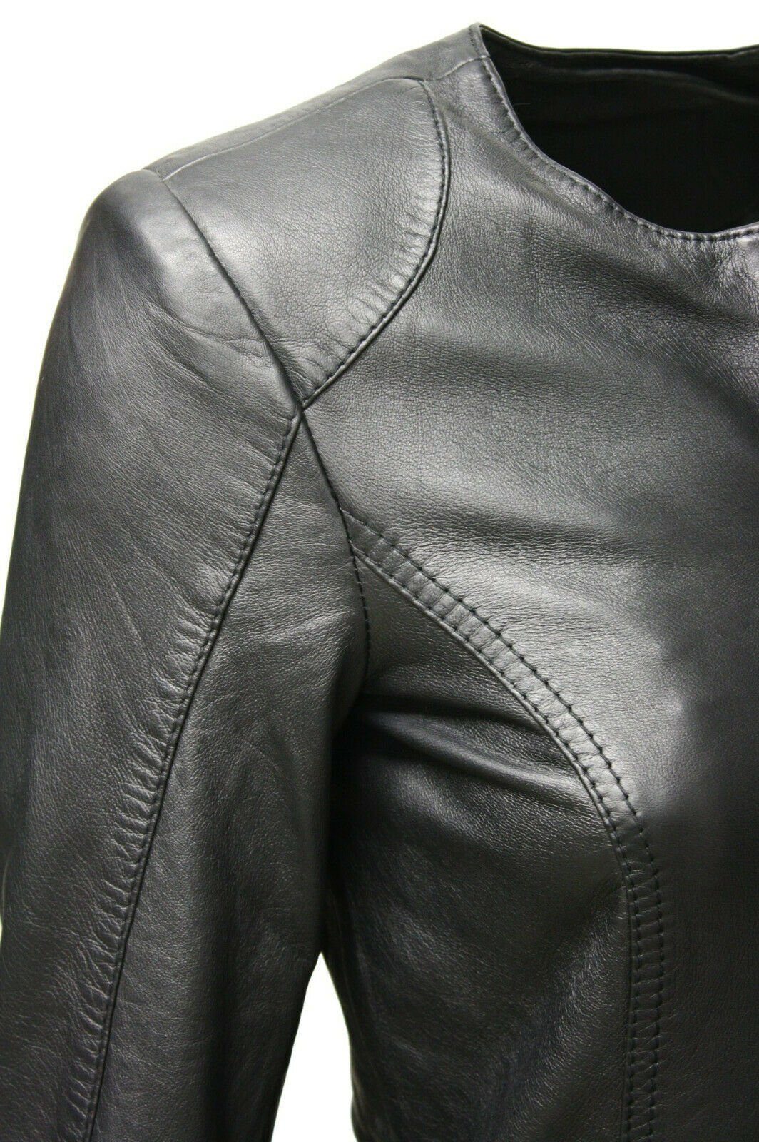 Zimmert Leather Lederjacke Bea (1-St) schwarz, weiches Kragenlos, Lammnappa Leder, leicht, rot braun, Cognac