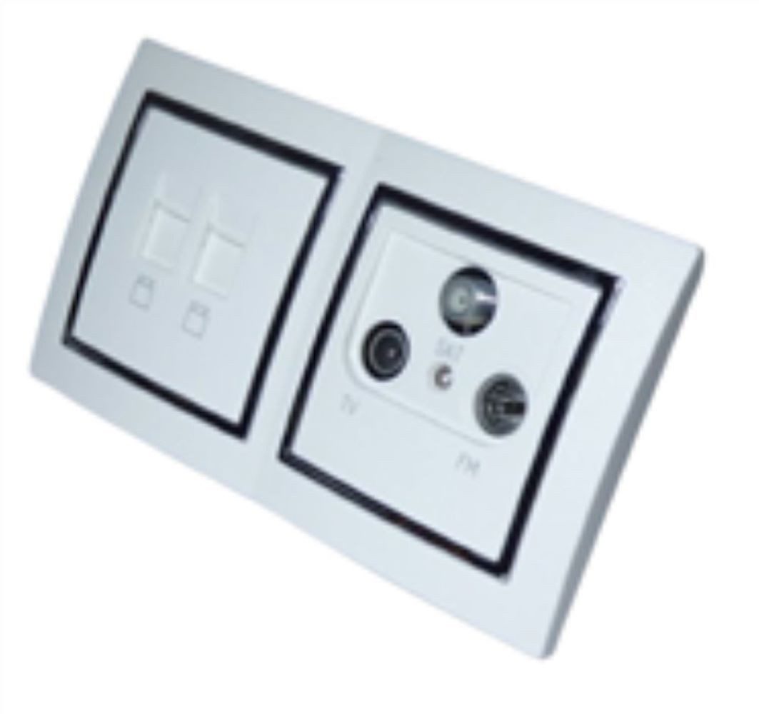 Lichtideen Переключатель 9521 Levina S 2-er 1xAntenne 2x RJ45 silberner Rand (Taster, Переключатель, Anennendose, Steckdose mit USB lieferbar)