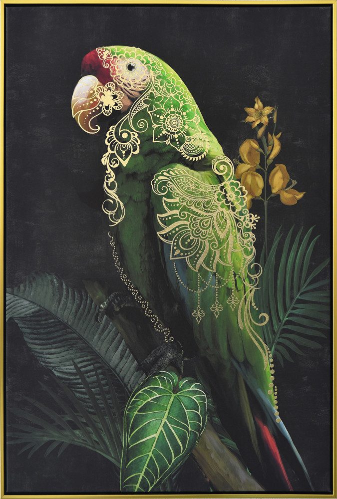 ArtUniverse Gemälde Grüner Ornament-Ara 62 x 92 cm, Tiermotiv