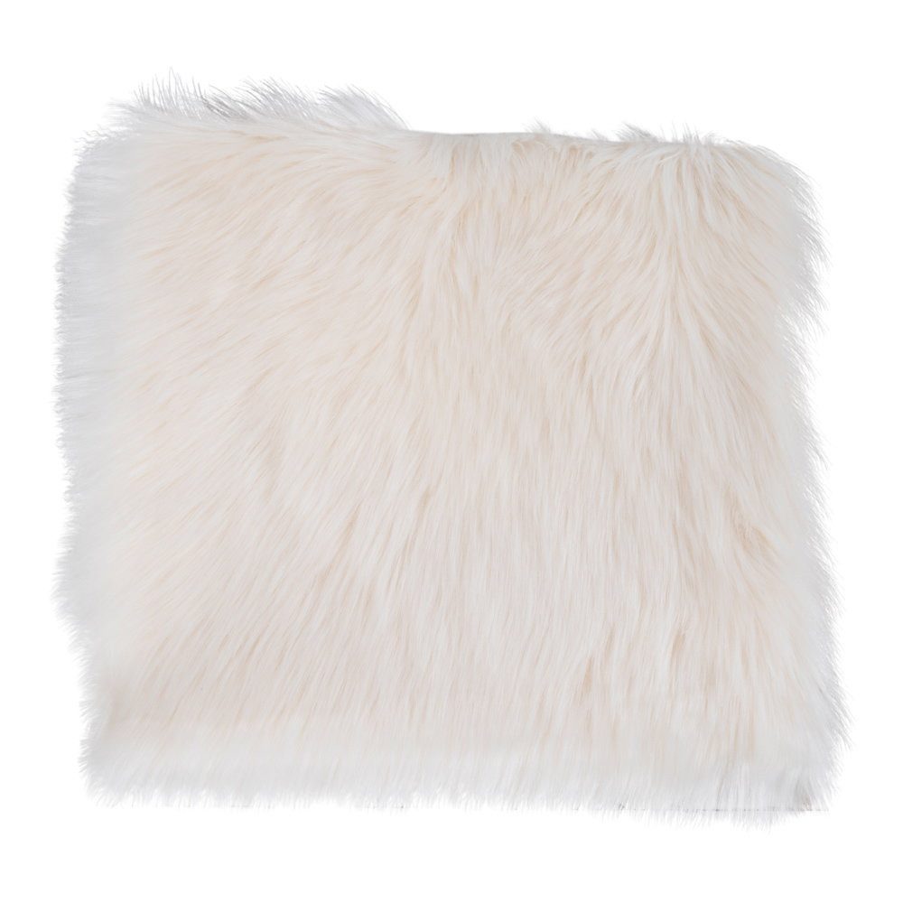 tinkaro Fellteppich Künstliches Lammfell-Sitzkissen 40x40 cm Elfenbein, quadratisch, Höhe: 6.5 mm, Weiche Sitzauflage aus Polyester für verschiedene Stühle im Wohnraum