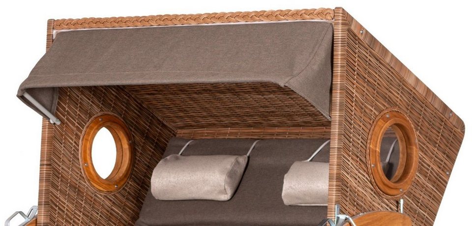 deVries PURE® Strandkorb Wave XL - PE griseum - Dessin 474, BxTxH:  140x80x160 cm, Halblieger, Ostsee-Strandkorb