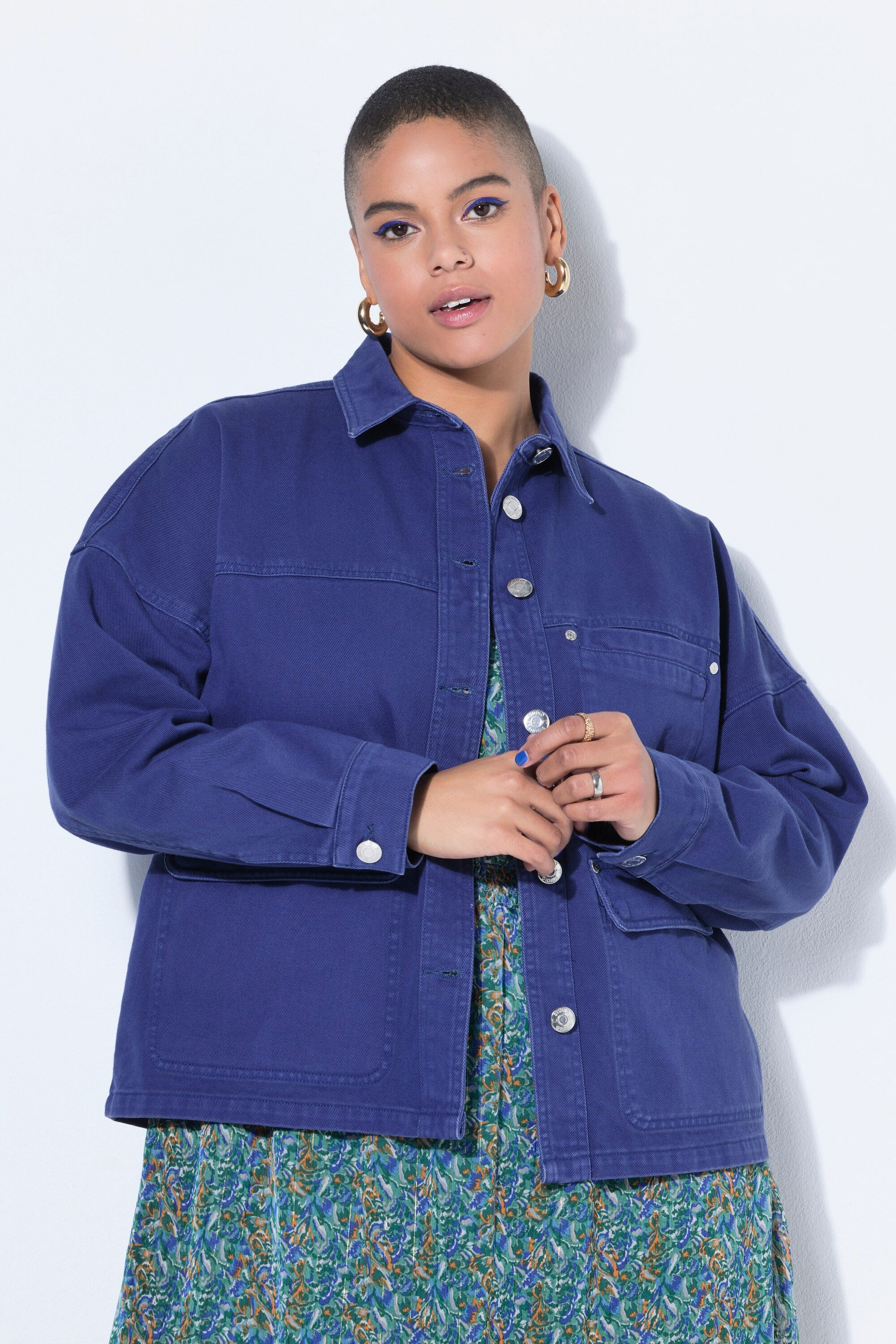 Hemdbluse Jeanshemd Oversize Shape 3 Taschen