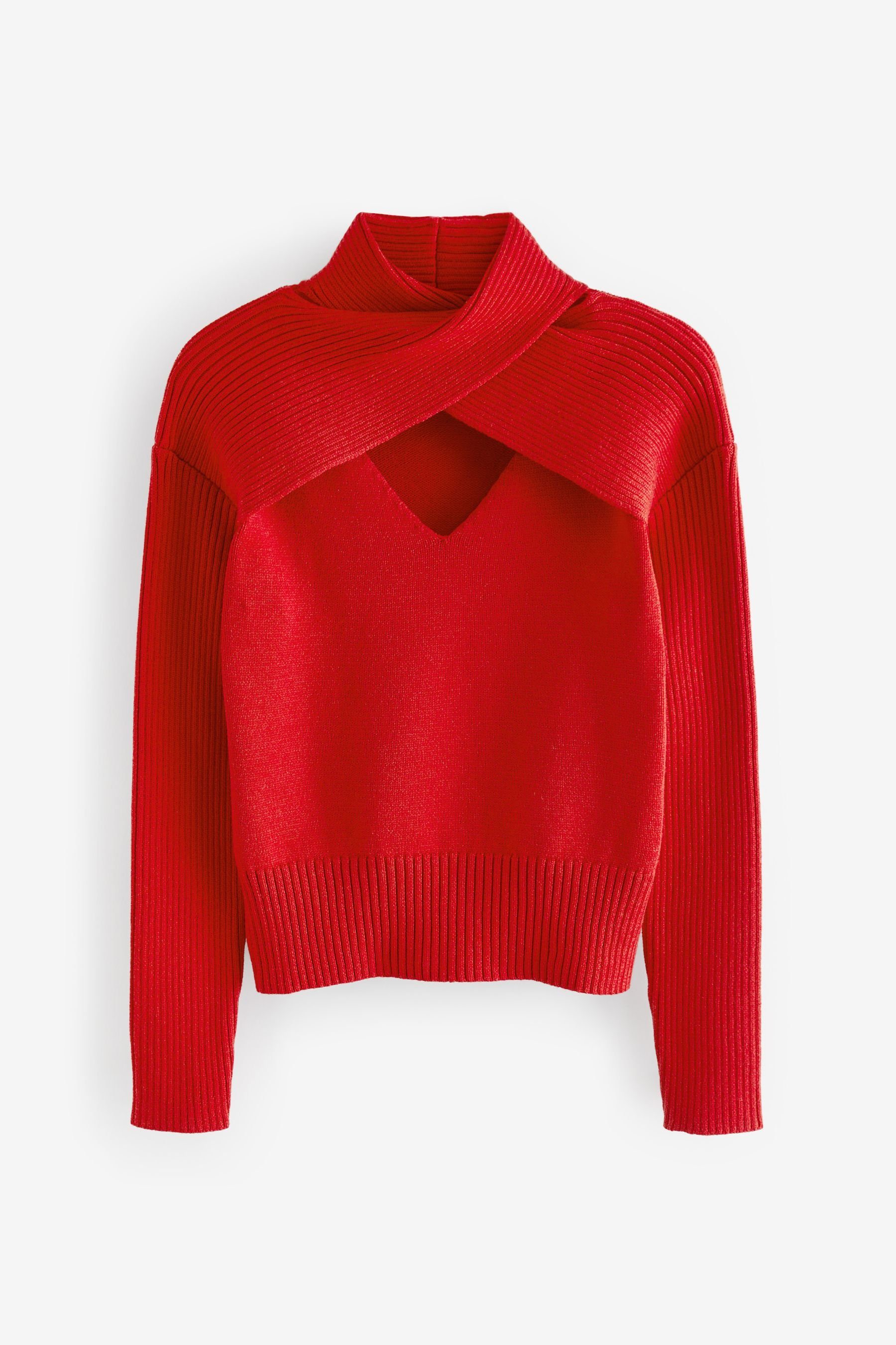 Next Strickpullover Pullover mit überkreuztem Detail (1-tlg) Red