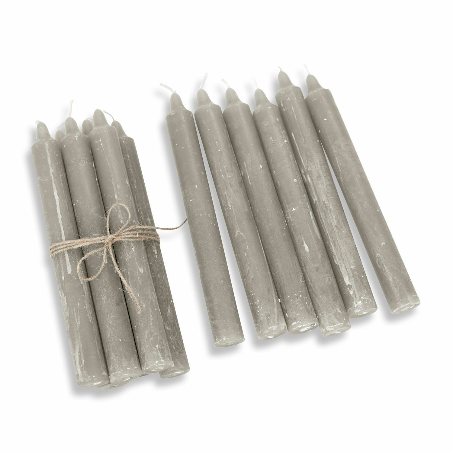Mirabeau Stumpenkerze Kerze 12er Set Bauceau taupe (12er Set, 12er Set), none
