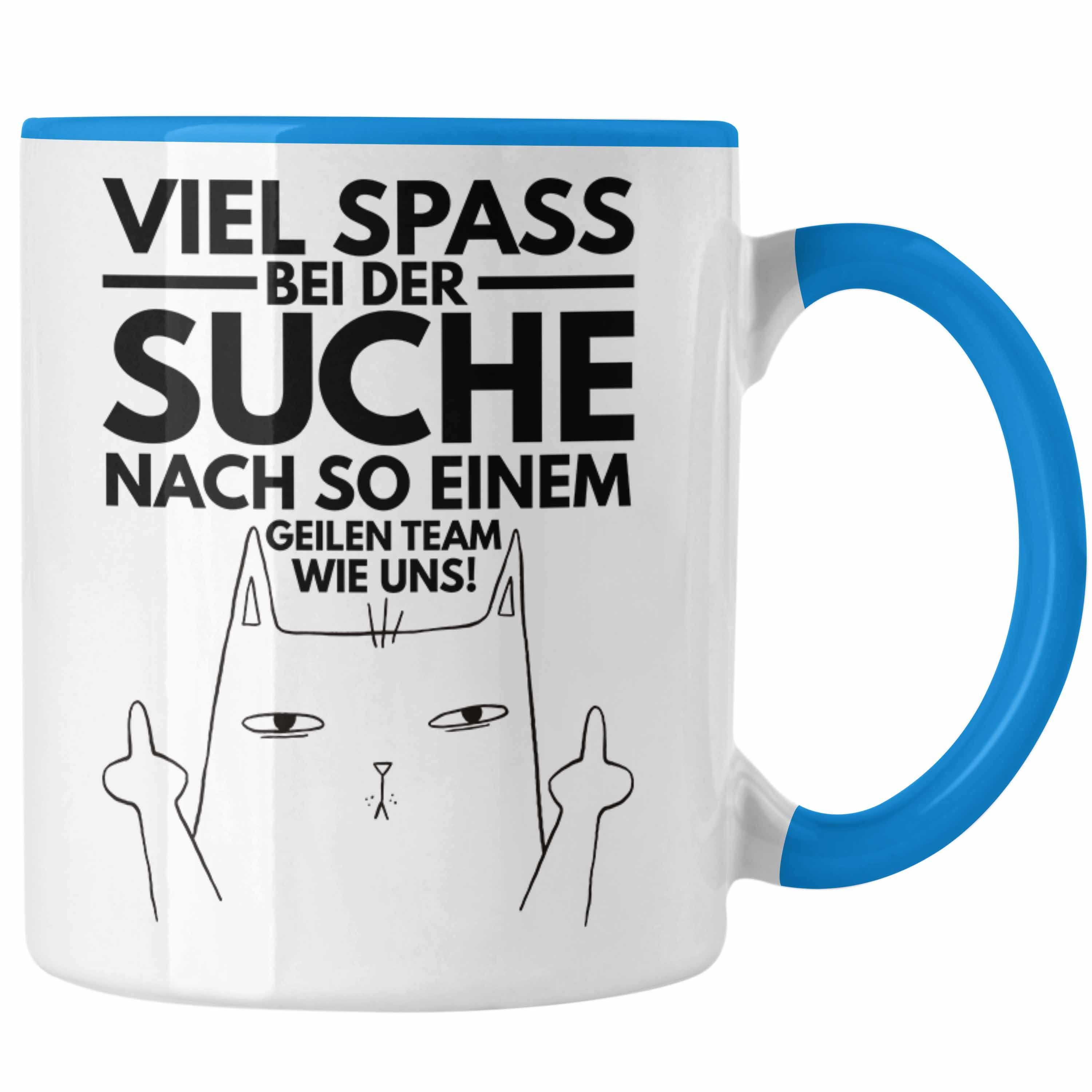 Trendation Tasse Trendation - Jobwechsel Tasse Geschenk Neuer Job Abschied Abschiedsgeschenk Kollege Kollegin Blau