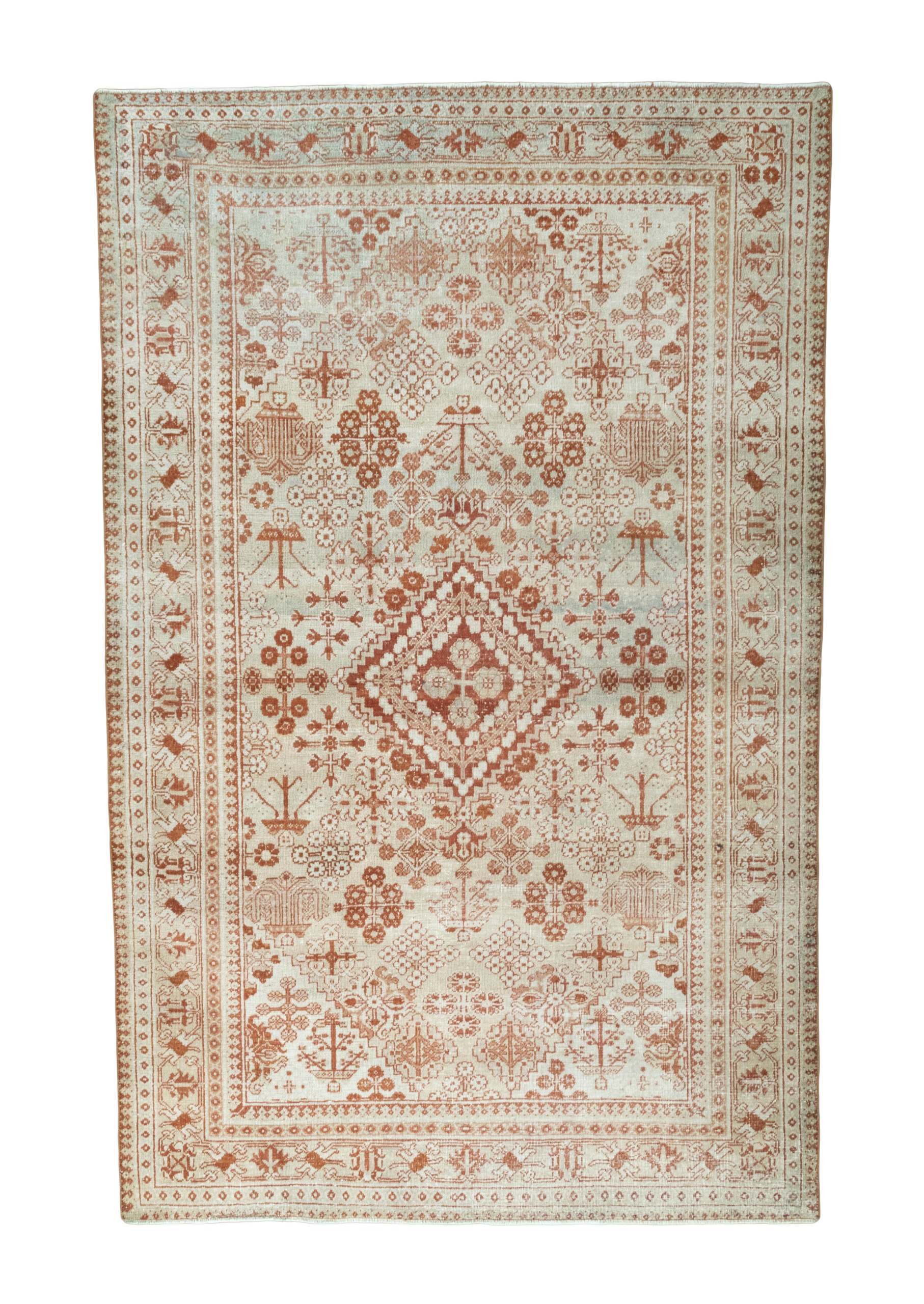 CABBEL Designteppich 208x131 cm Perser Josheghan Beige Schurwolle Handgeknüpft Vintage, rechteckig, Höhe: 6 mm, 100% Schurwolle – weich, pflegeleicht, traditionelle Knüpfdichte