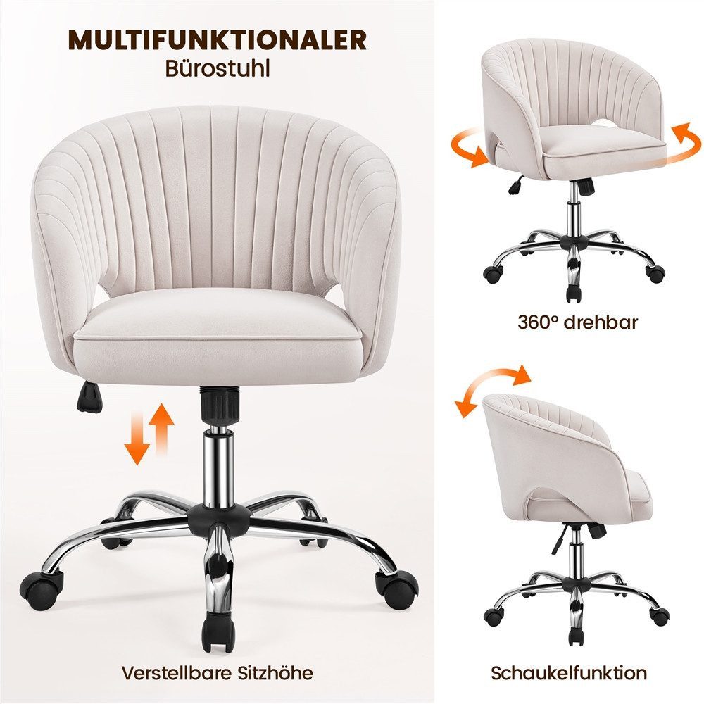 Yaheetech Drehstuhl Höhenverstellbarer Polsterstuhl mit Schaukelfunktion, Bürosessel 360° Drehbar für Zuhause/Büro – Bild 5 von 5