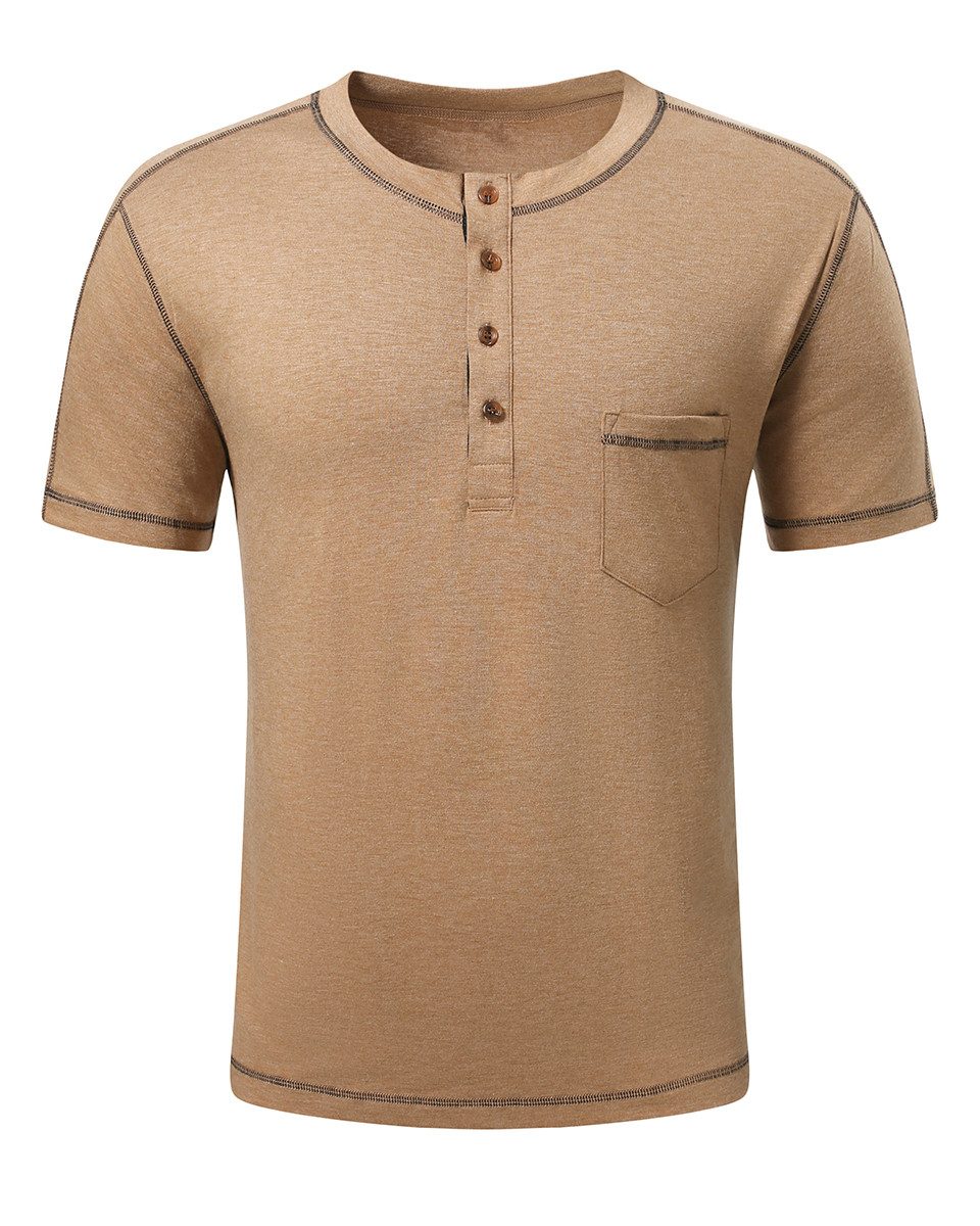 YOUTHUP T-Shirt Herren T-Shirt mit Knopfleiste Regular Fit