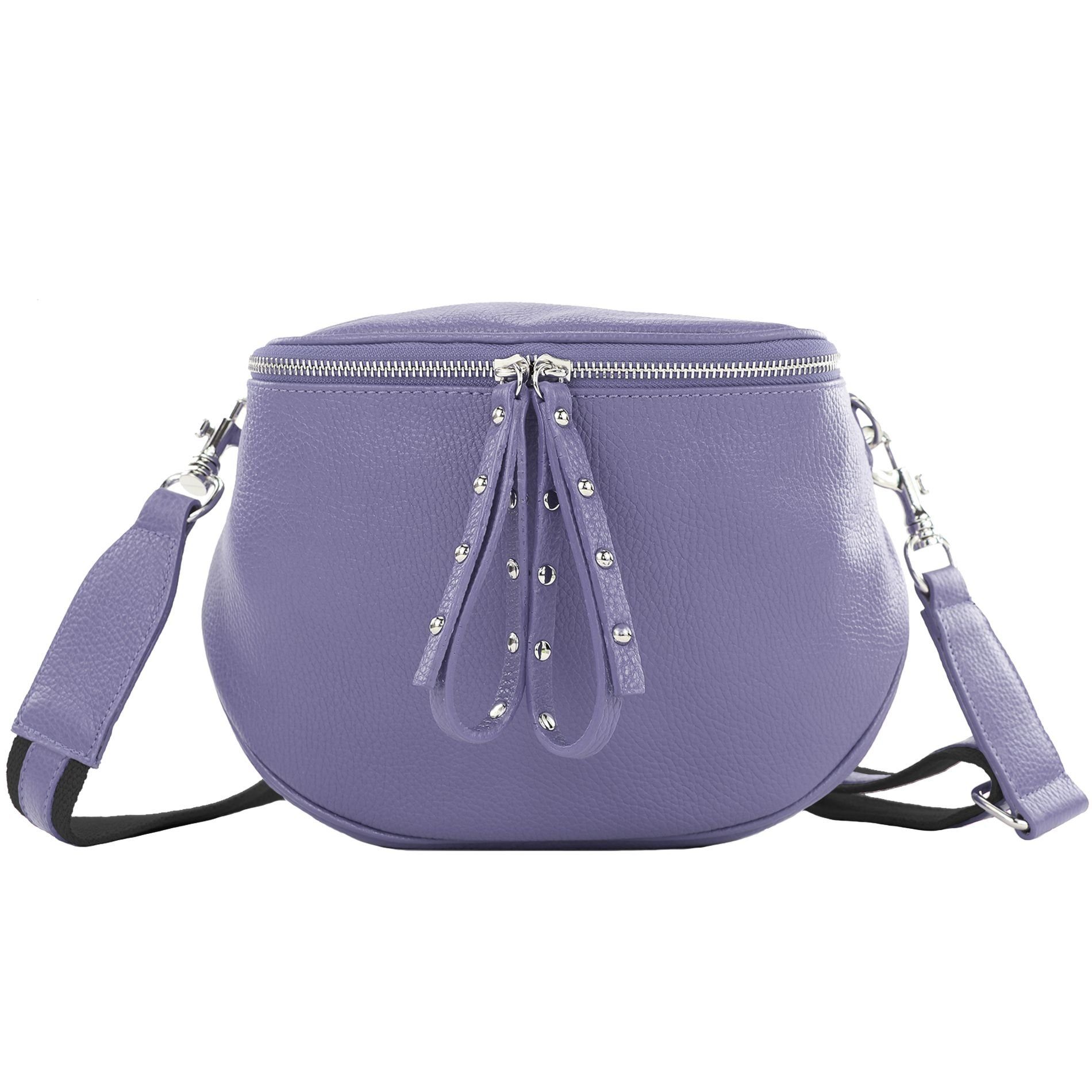 T236, Handmade Schultertasche de Echtleder Purple Italy modamoda in