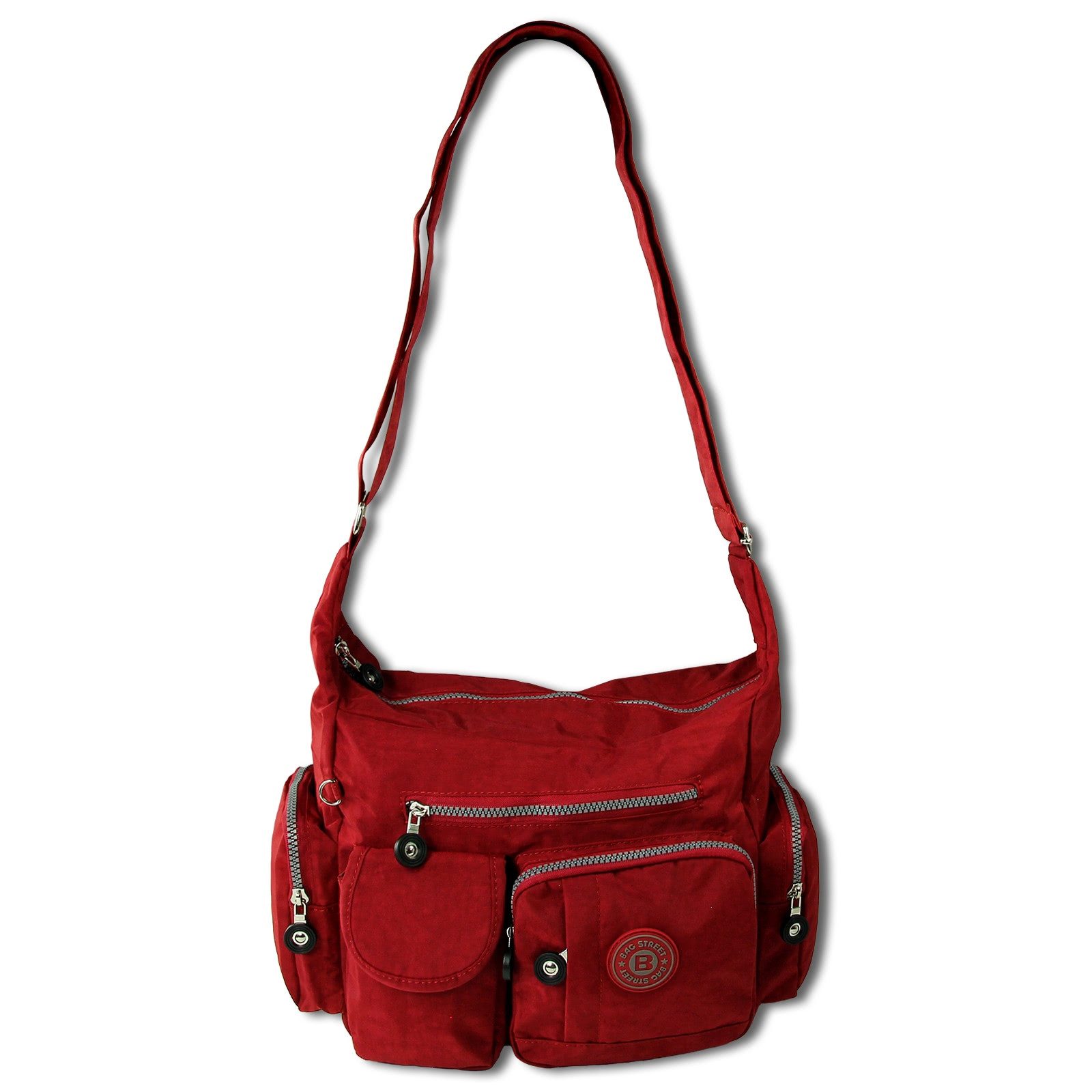 BAG STREET Schultertasche Bag Street Nylon rot Damen crossover (Schultertasche), Damen, Jugend Schultertasche Nylon, rot ca. 32cm x ca. 20cm