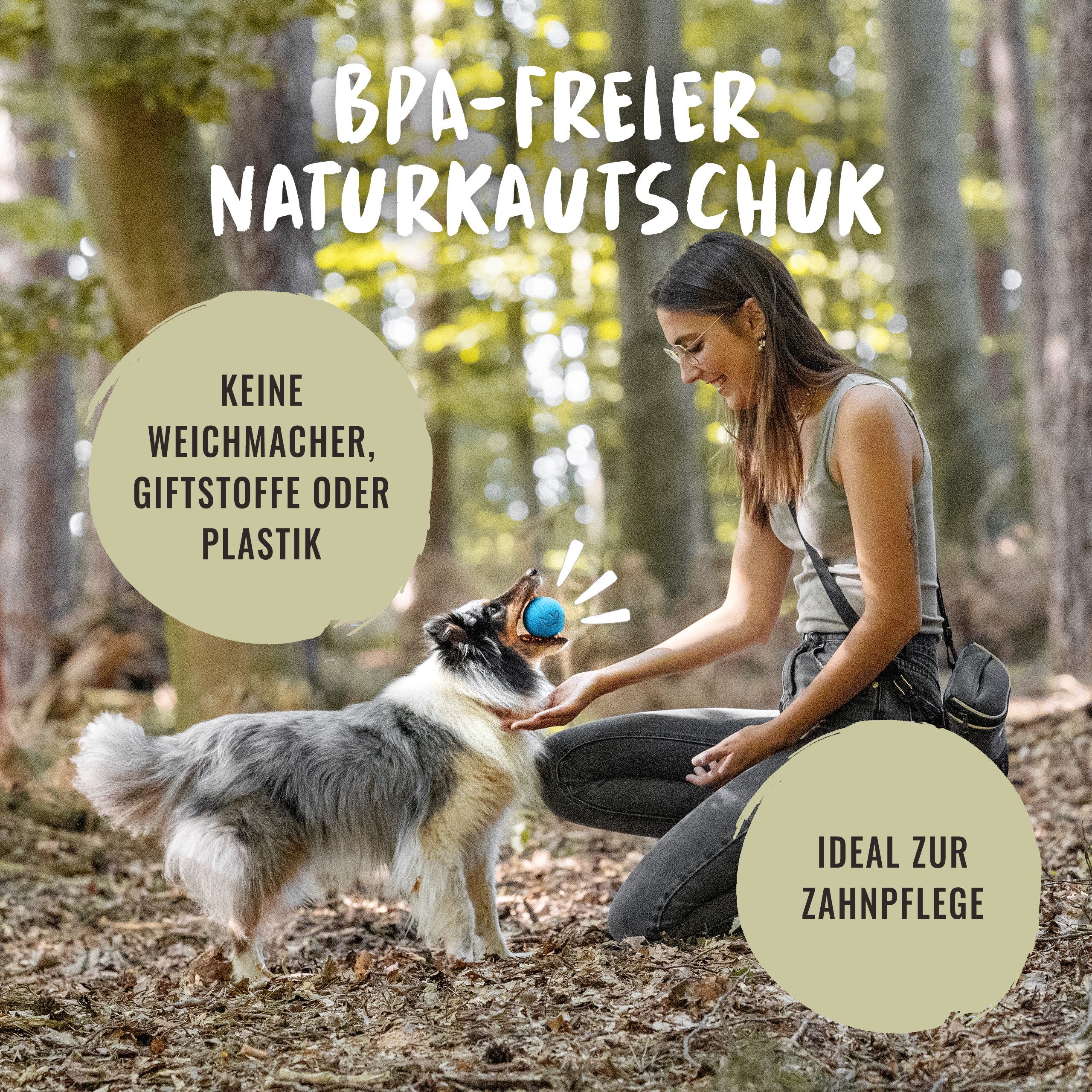 Rudelkönig Tierball Hundeball aus Naturkautschuk, Robustes Hundespielzeug, Naturkautschuk, (2-tlg) Nahezu unzerstörbares Hundespielzeug, Ball mit 6,5cm Ø