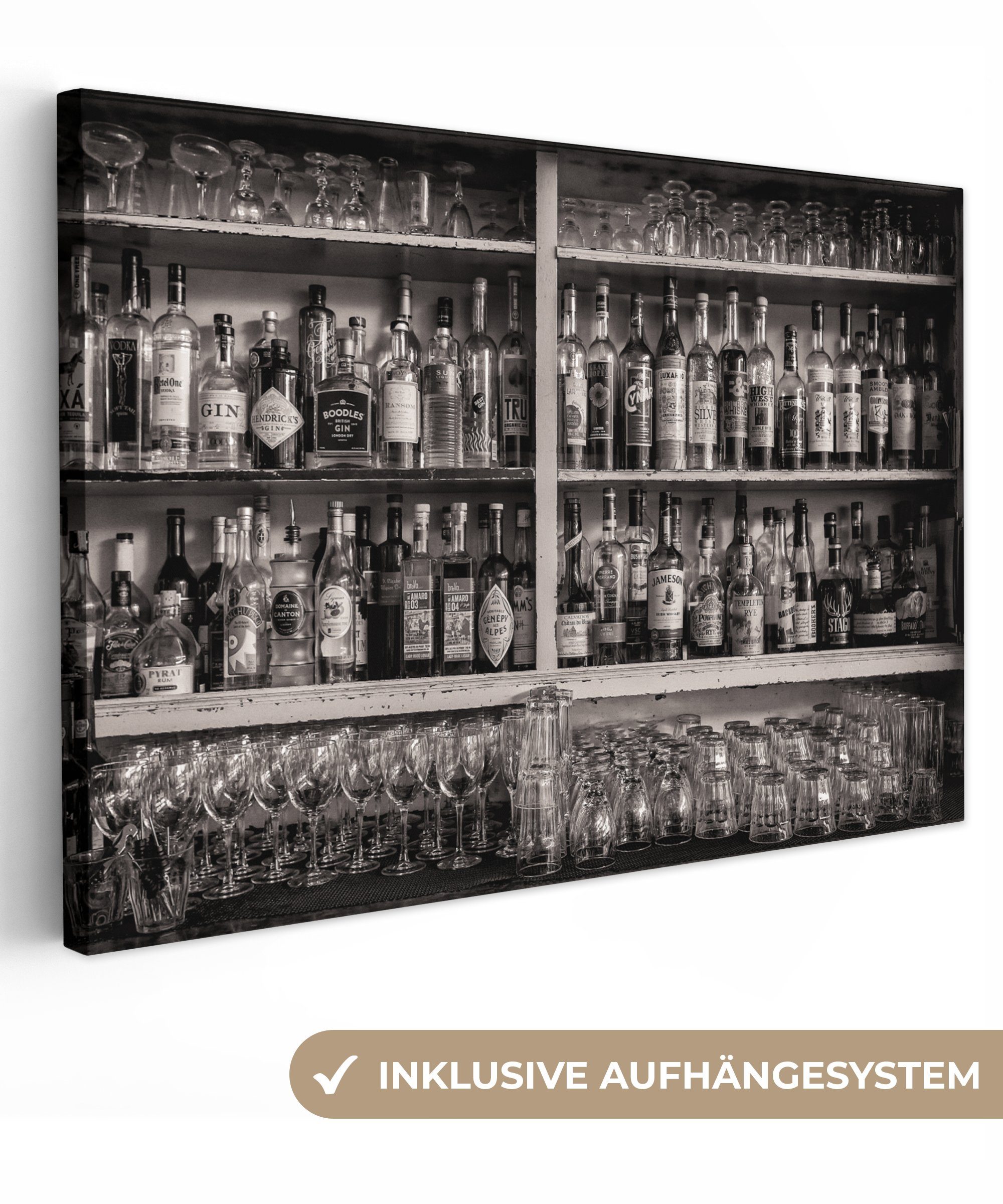 OneMillionCanvasses® Leinwandbild Bar - Alkohol - Spirituosen - Stilleben, Fotodruck (1 St), Leinwand Bilder Klein, Wand Dekoration Aesthetic 30x20 cm