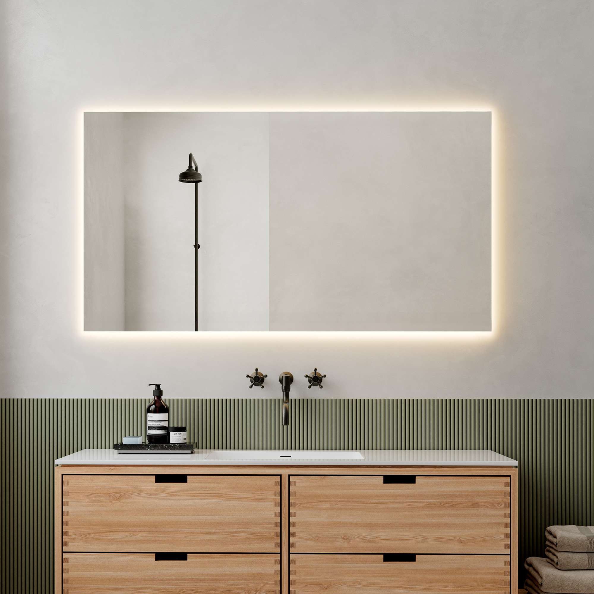 Loevschall LED-Lichtspiegel Nibe, Spiegel mit LED-Hintergrundbeleuchtung, günstig online kaufen