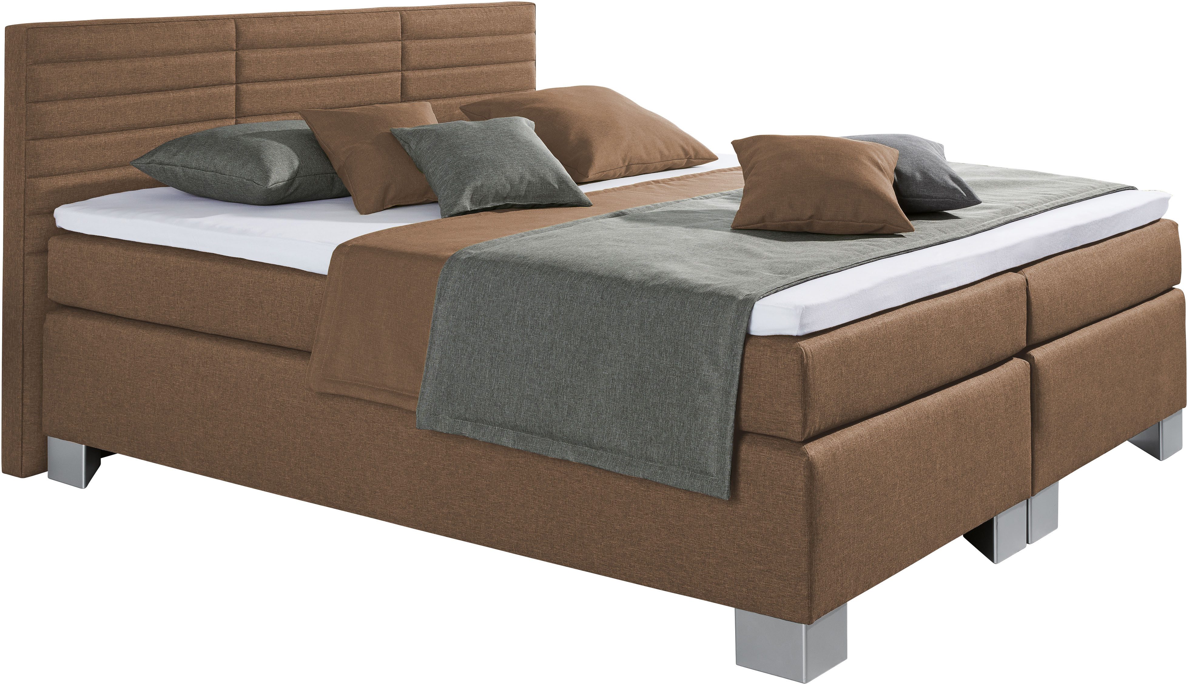hapo Boxspringbett ATLANTA mit hohem Kopfteil (Topper separat erhältlich), erhältlich in verschiedenen Breiten, Farben & Matratzenarten