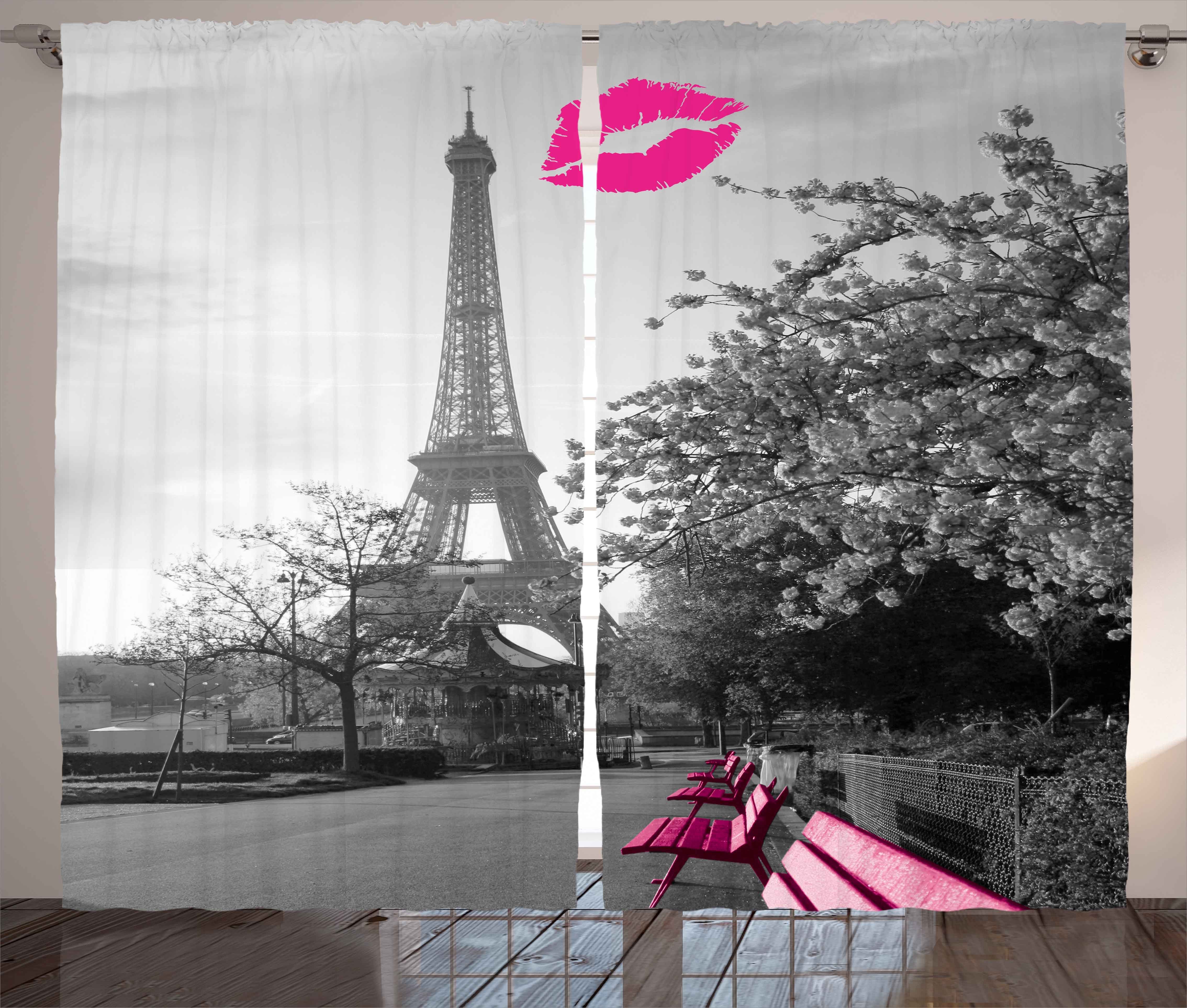 Paris Romantische Abakuhaus, Schlaufen Vorhang mit Kuss Kräuselband Schlafzimmer Haken, und Stadt und ein Gardine