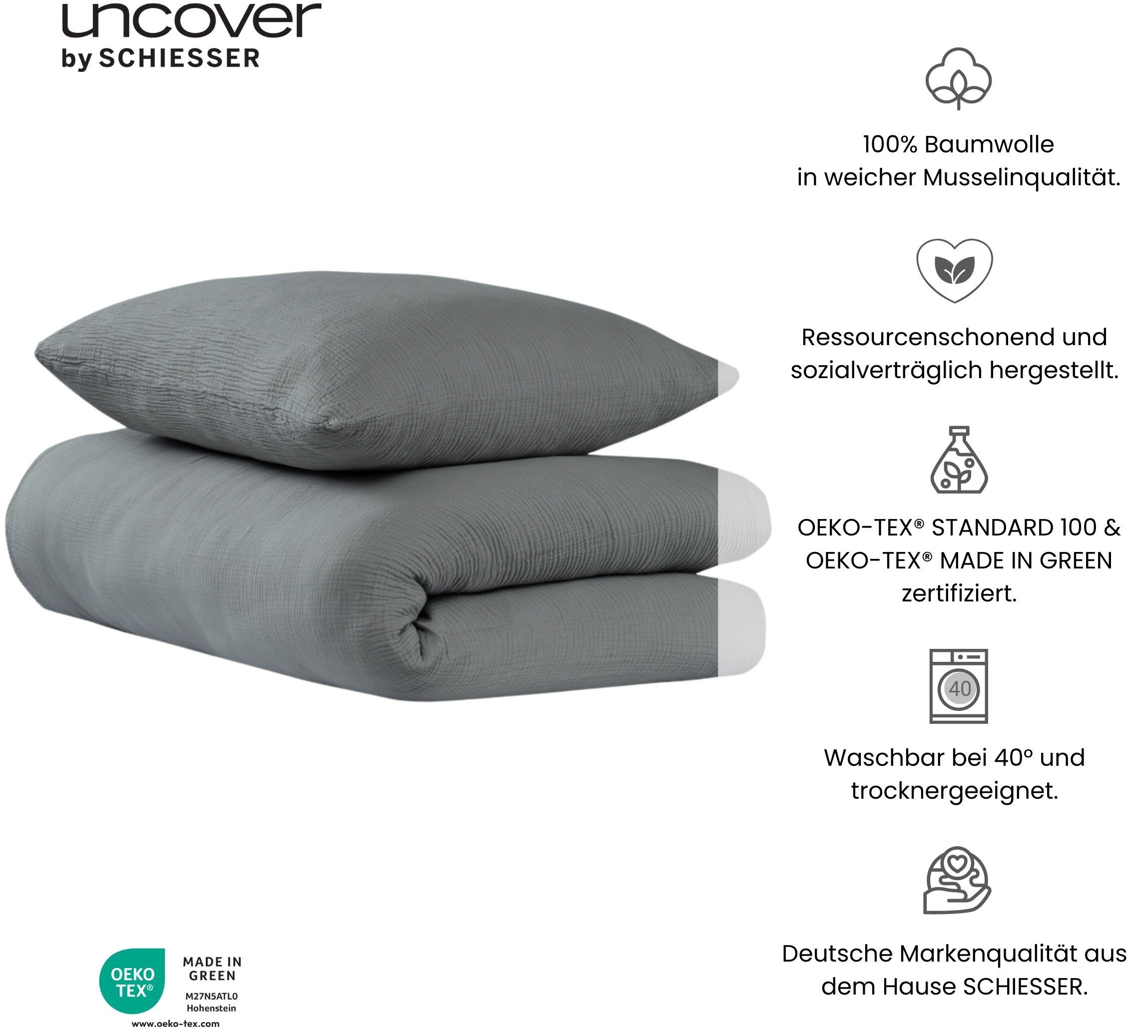 uncover by SCHIESSER Bettwäsche Lennox, Musselin, günstig online kaufen