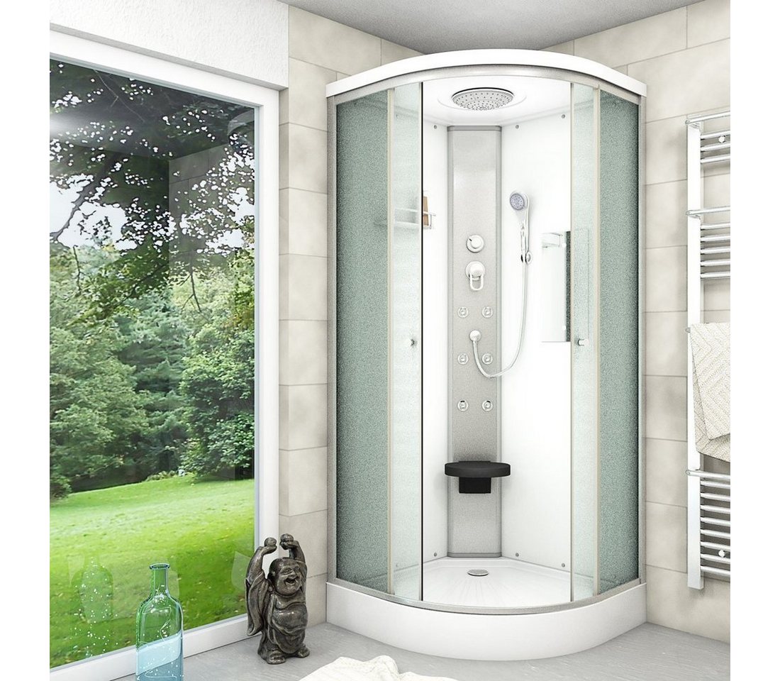 Thumbnail - AcquaVapore Komplettdusche Dusche Fertigdusche D10-10M0 Weiß 90x90, Sicherheitsglas ESG, inklusive Duschwanne, Höhenvers...