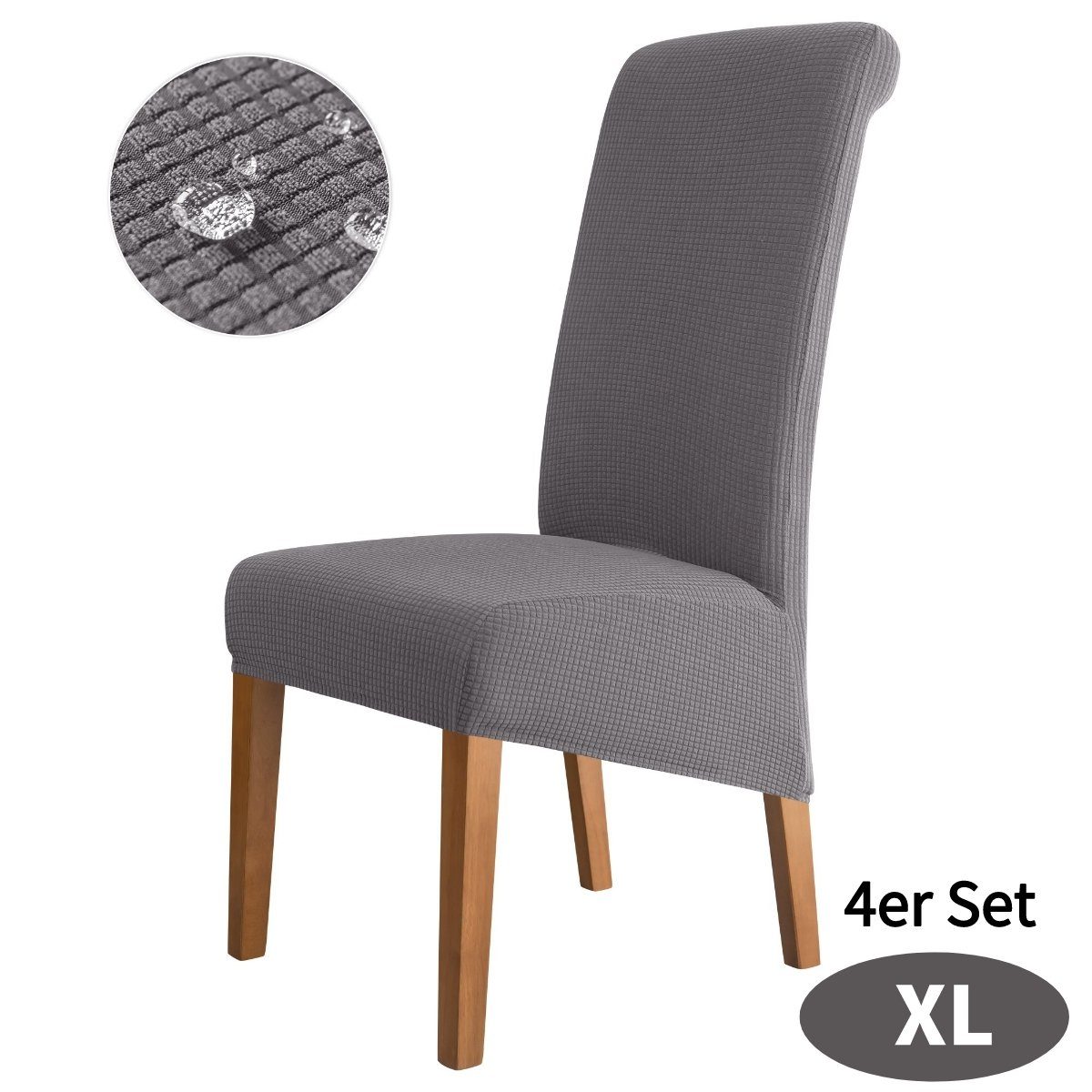 Sitzflächenhusse Universal Stuhlbezug Stretch Stuhl hussen Hochwertiger Stretchstoff, 7Magic, Stretch-Stuhlhussen, abnehmbar, waschbar,4er-set Dunkelgrau|XL