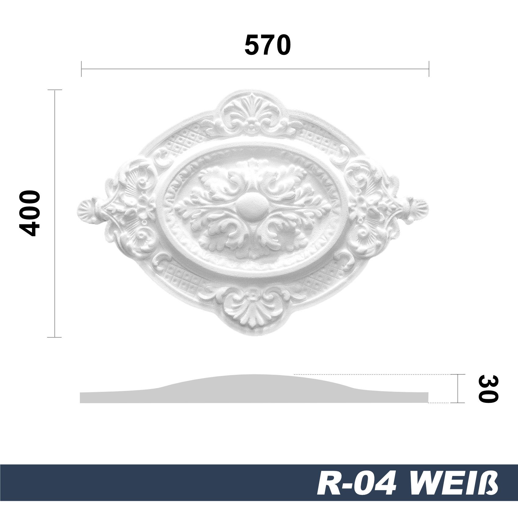 marbet design Wanddekoobjekt R-04 (Stuckrosette aus EPS Styropor, weiß, Zie günstig online kaufen