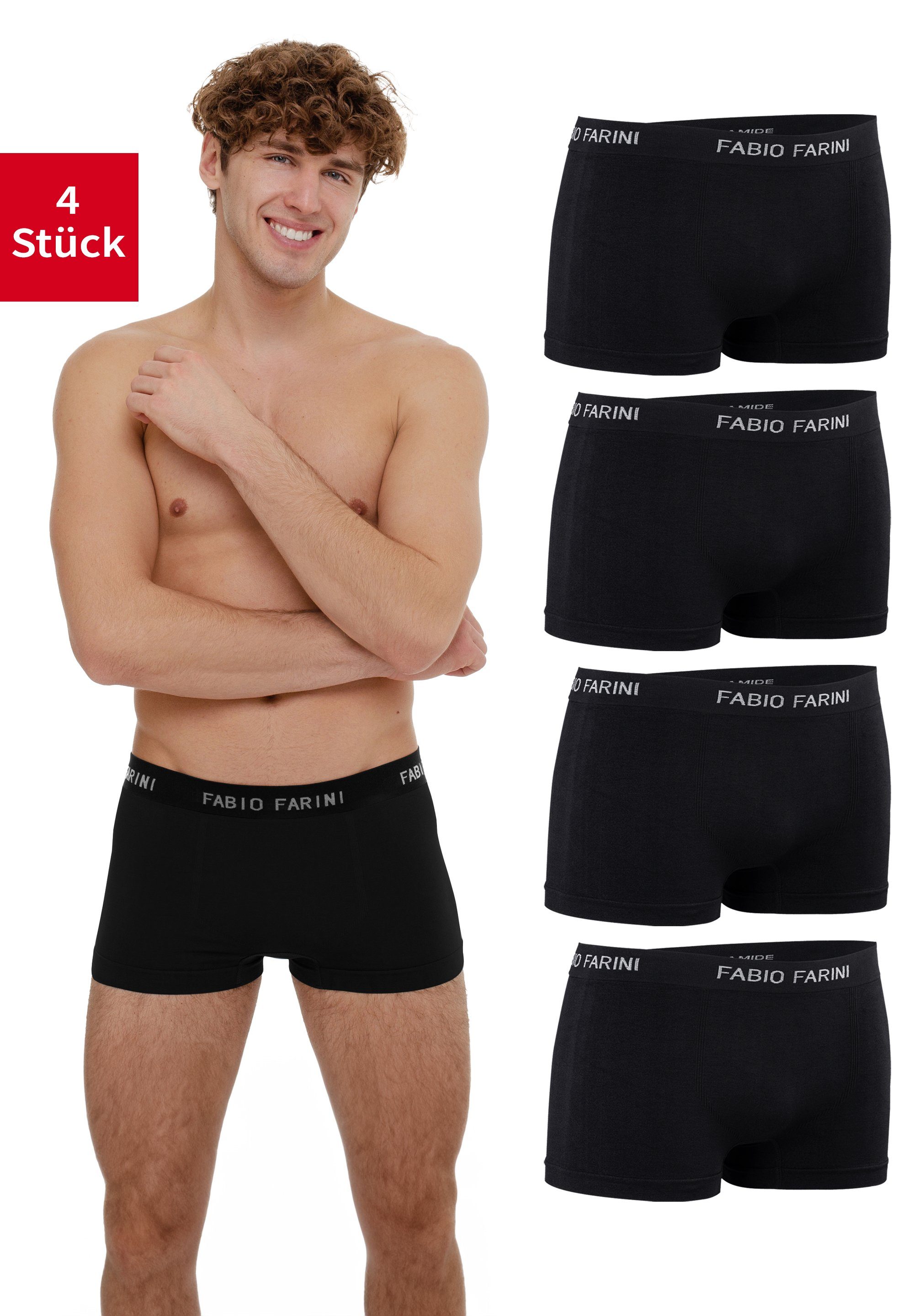 8 sportlichen im aus Farini Fabio Look Männer Set Logoschriftzug mit weicher Microfaser Unterhosen - Herren Retroshorts (4-St) Boxershorts