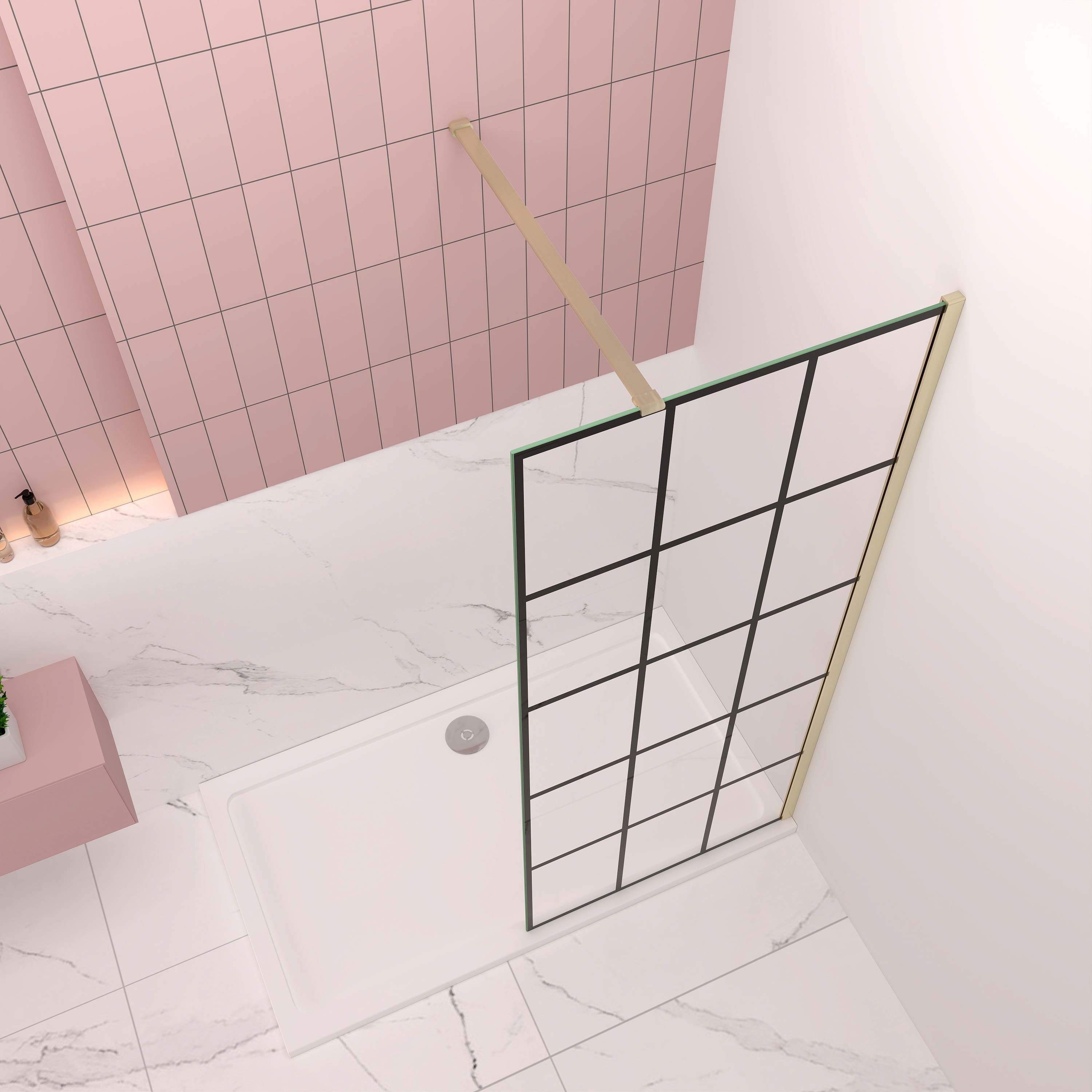 duschspa Walk-in-Dusche Duschabtrennung 8mm Nano ESG Regelmäßige Streifen Glaswand Duschwand, 8mm Einscheibensicherheitsglas, (Set), 8mm ESG Nano Beschichtung, mit regelmäßigen Streifen