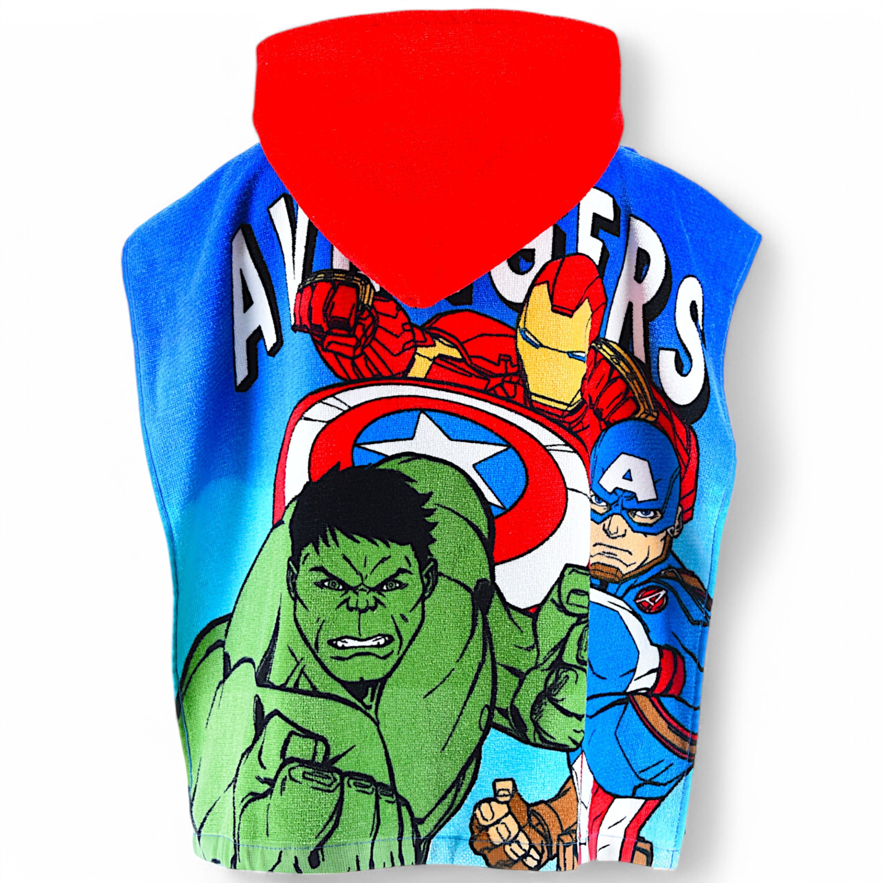 The AVENGERS Badeponcho Captain America, Hulk, Iron Man, Baumwolle, mit Kapuze, Kinder Kapuzenhandtuch 55 x 110 cm