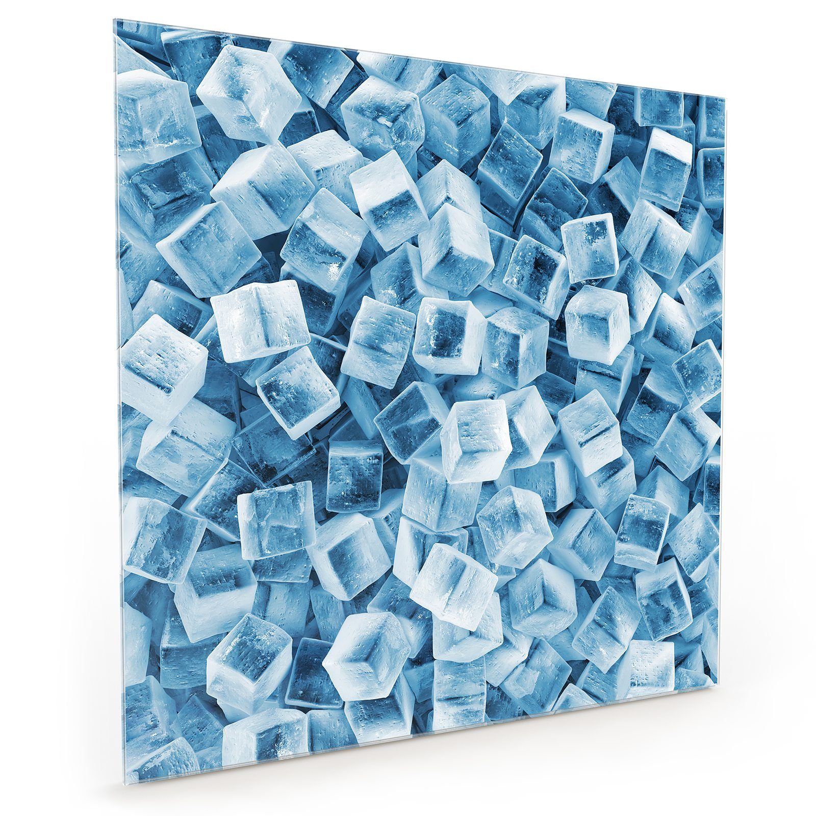 Primedeco Küchenrückwand Küchenrückwand Spritzschutz Eiswürfeln Meer Motiv mit Glas aus