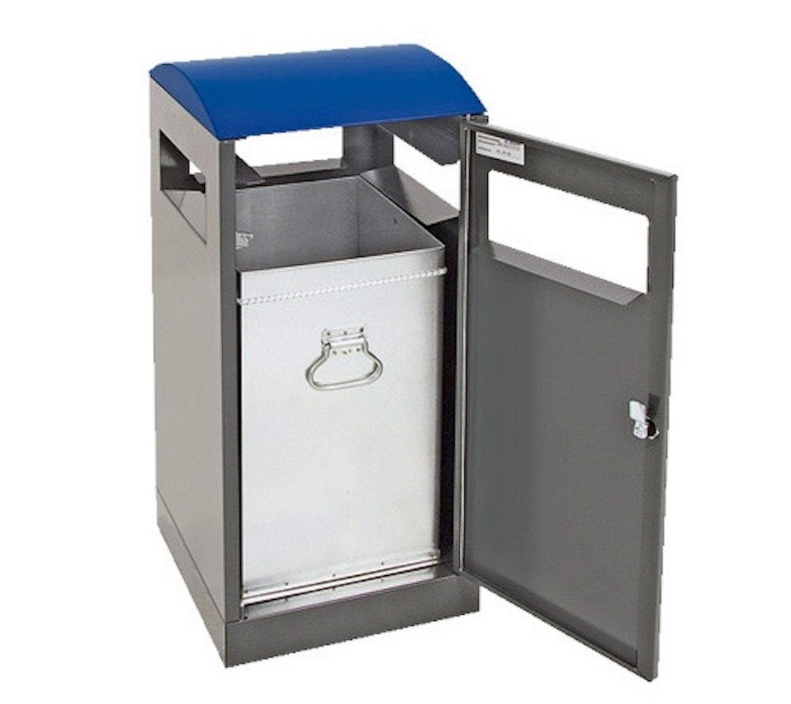 PROREGAL® Mülleimer Abfallbehälter für Außenbereiche, 40L, HxBxT 81,5x35x35cm, Gelb Enzianblau